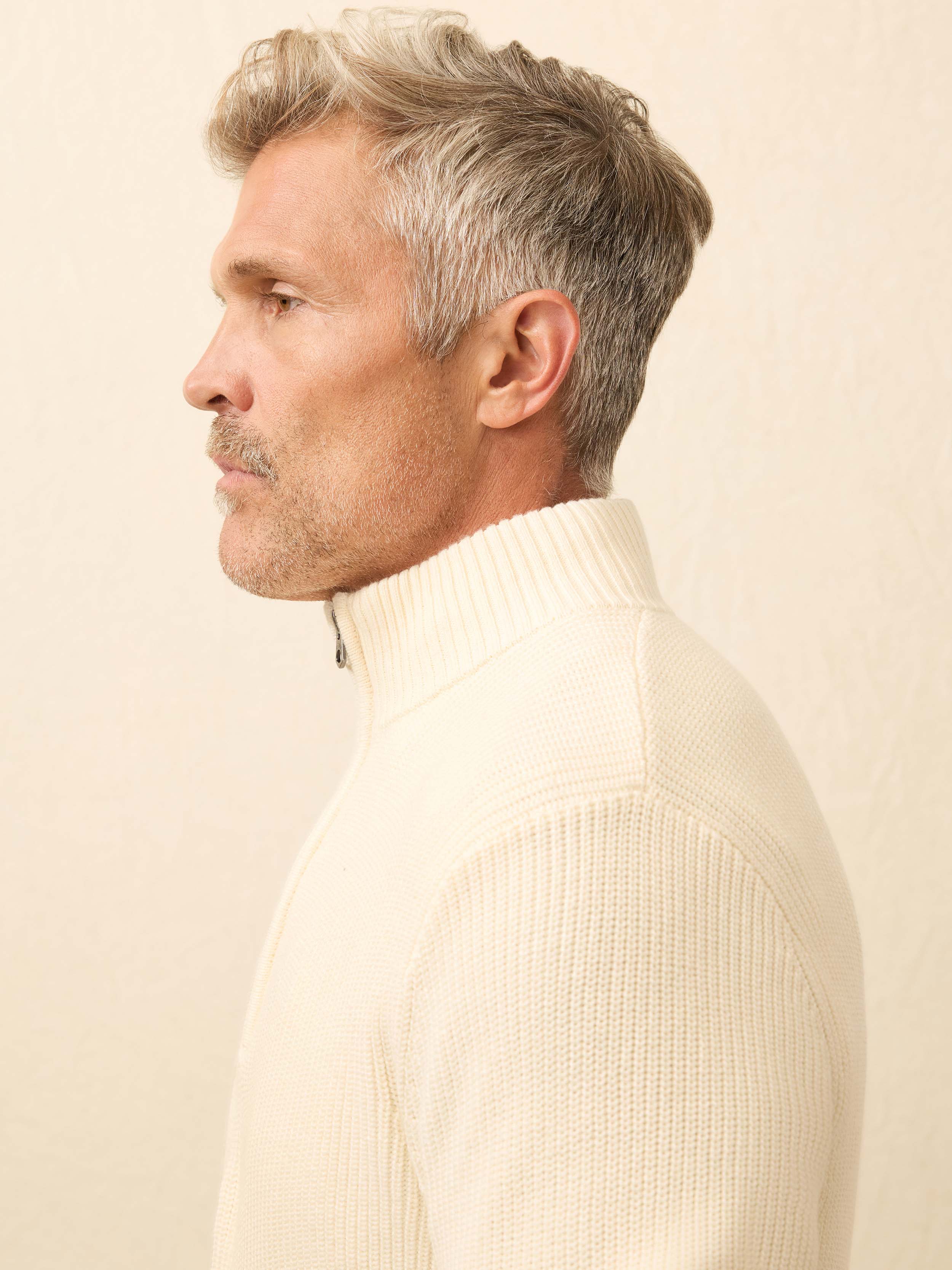 Sunwashed Quarter Zip Sweater - White Shell | Faherty Brand