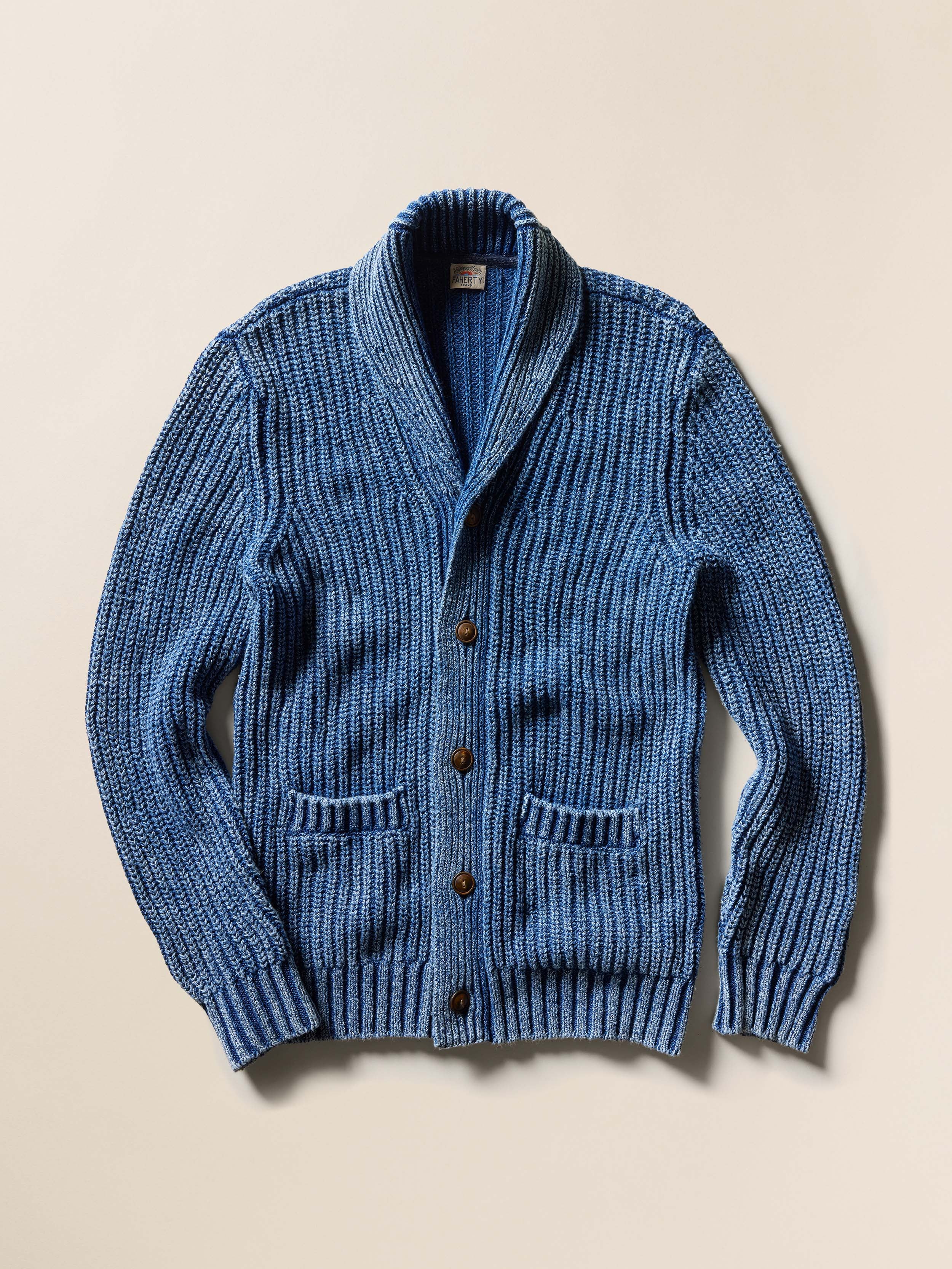 R by 45rpm　Indigo-dyed Cardigan　2　日本製　藍染 Sashiko Cardigan in Indigo 3-Year Wash – Blue Owl Workshop