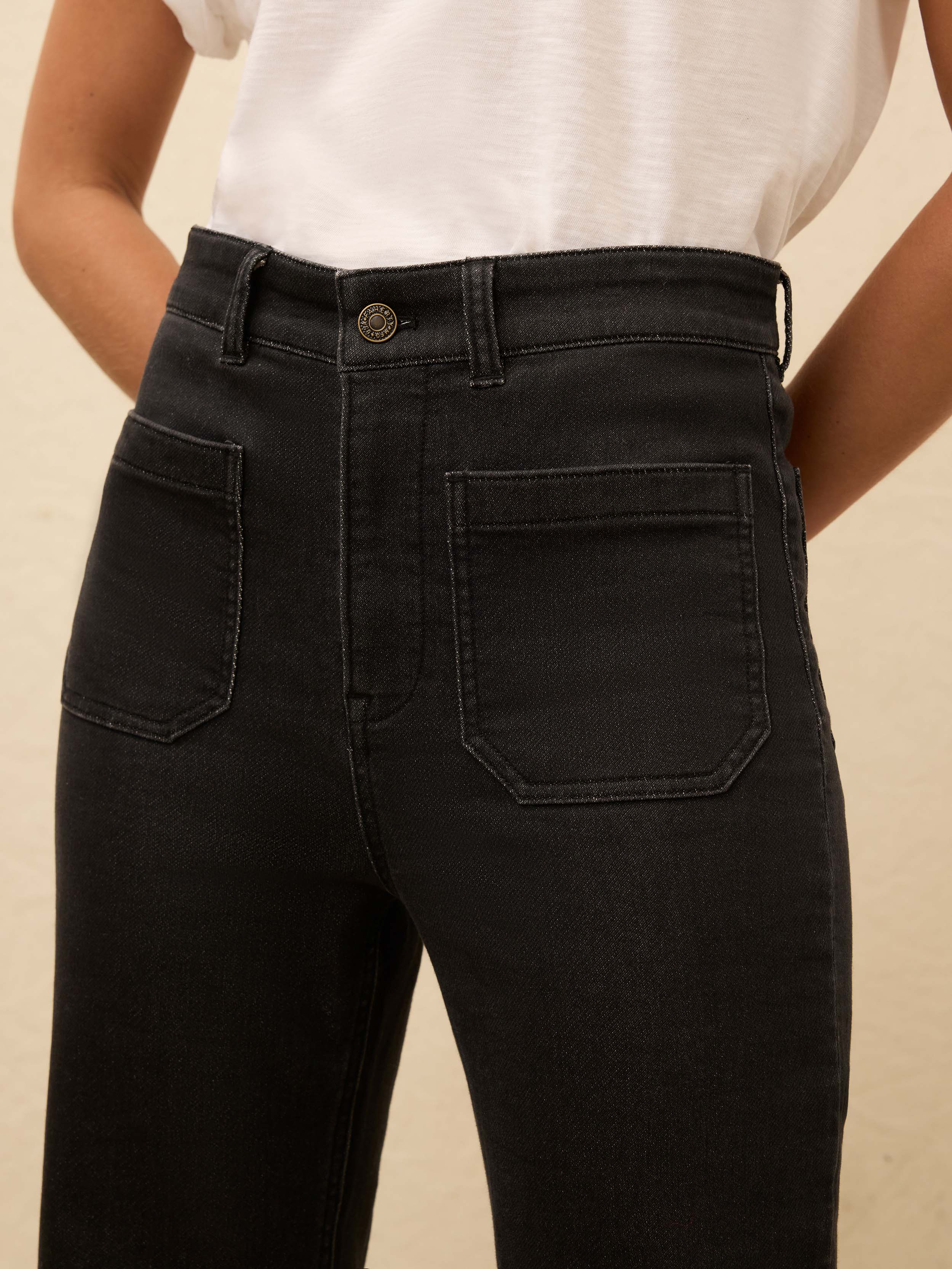 Stretch Terry Patch Pocket Ankle Pant - Onyx Black