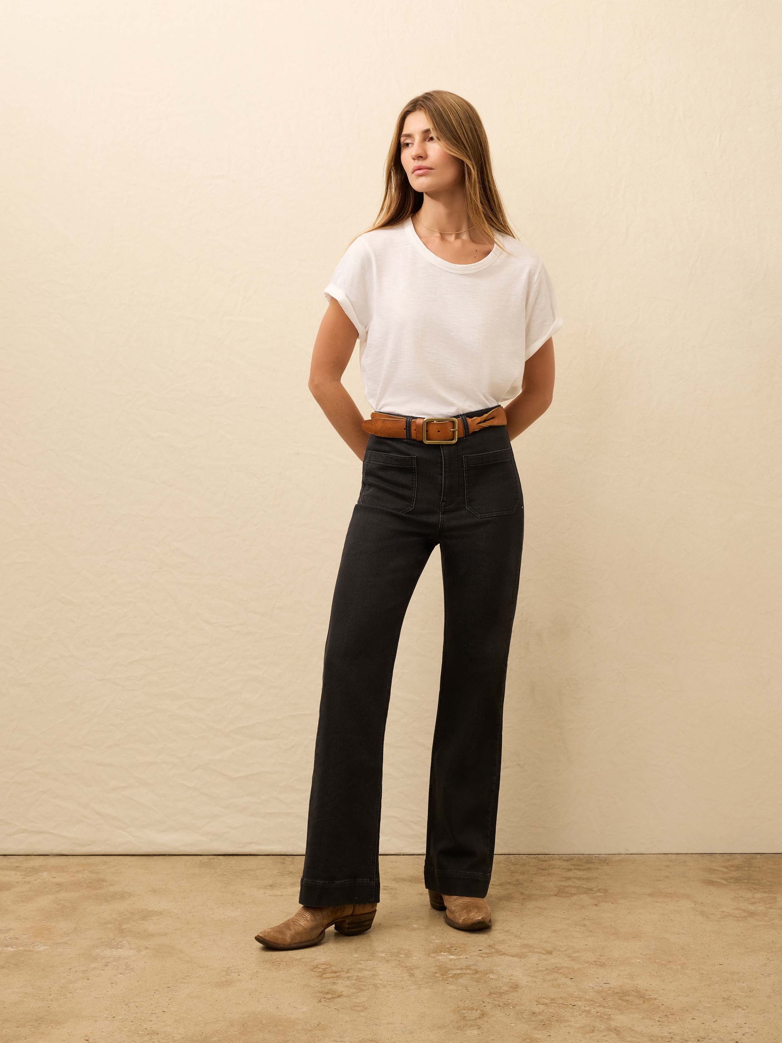 Stretch Terry Patch Pocket Ankle Pant - Onyx Black