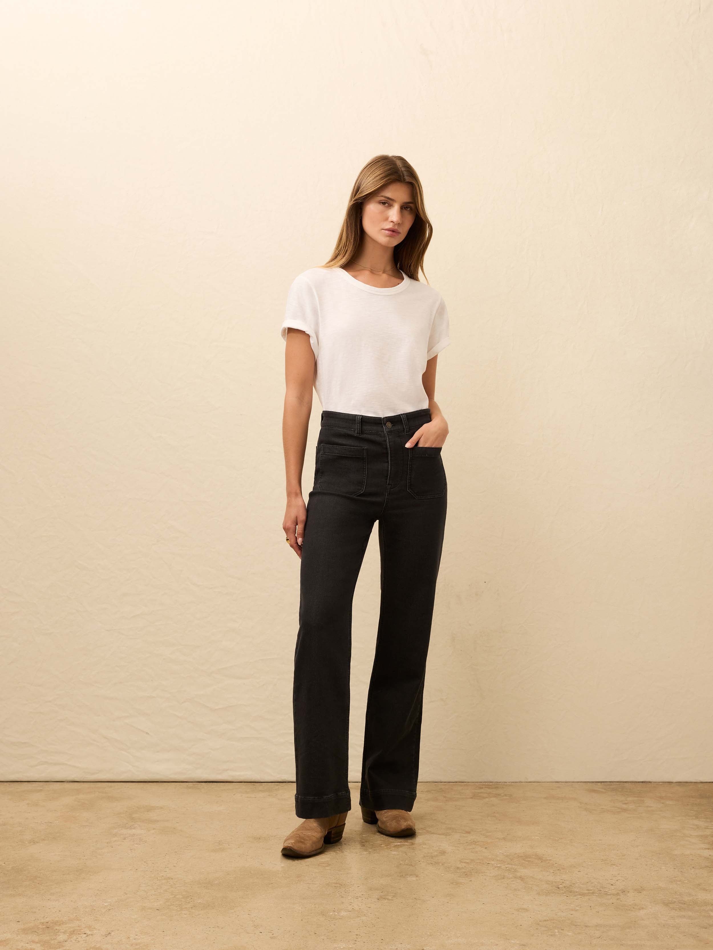 Stretch Terry Patch Pocket Ankle Pant - Onyx Black