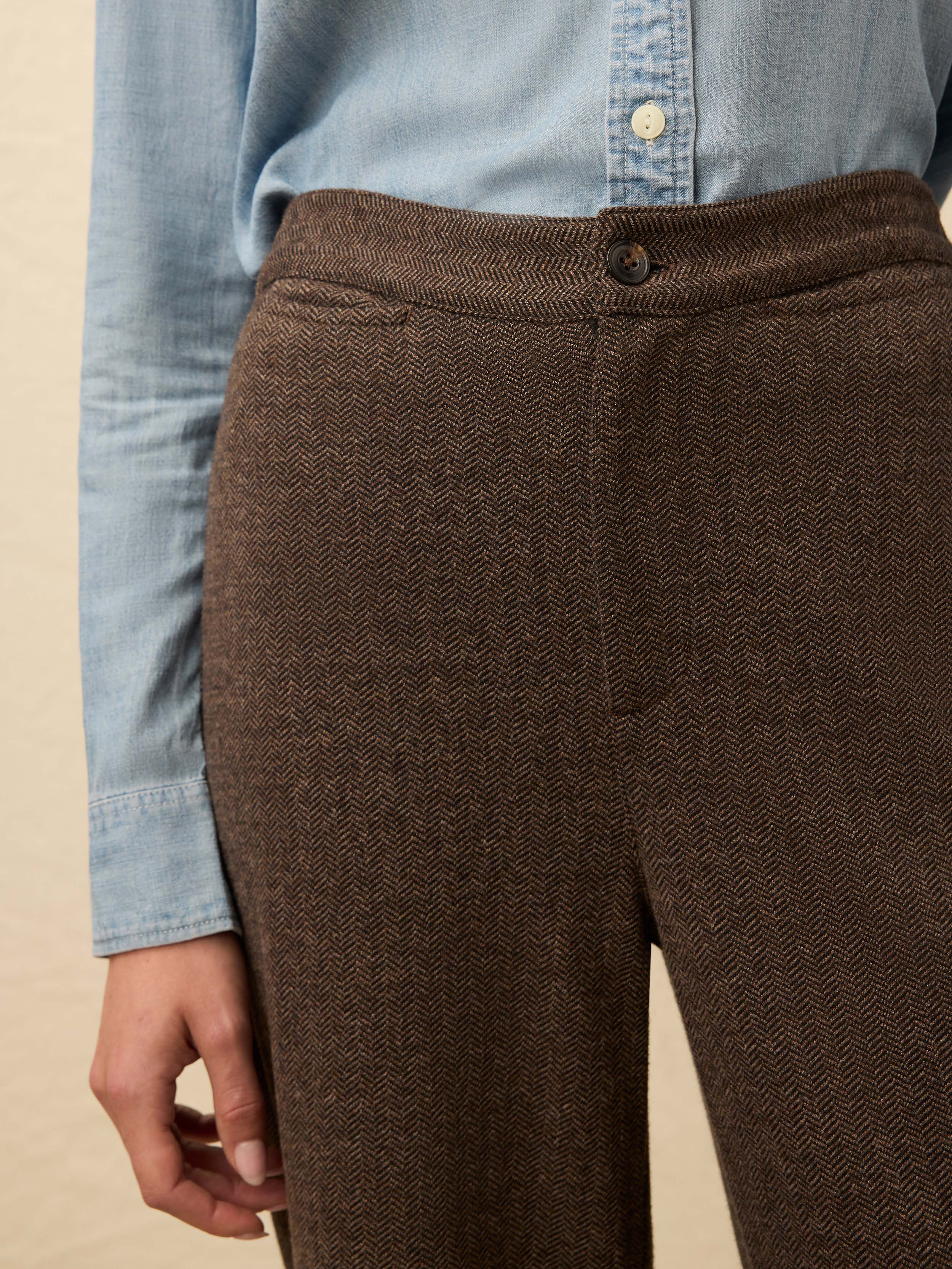 Inlet Knit Tweed Trouser - Woodland Herringbone