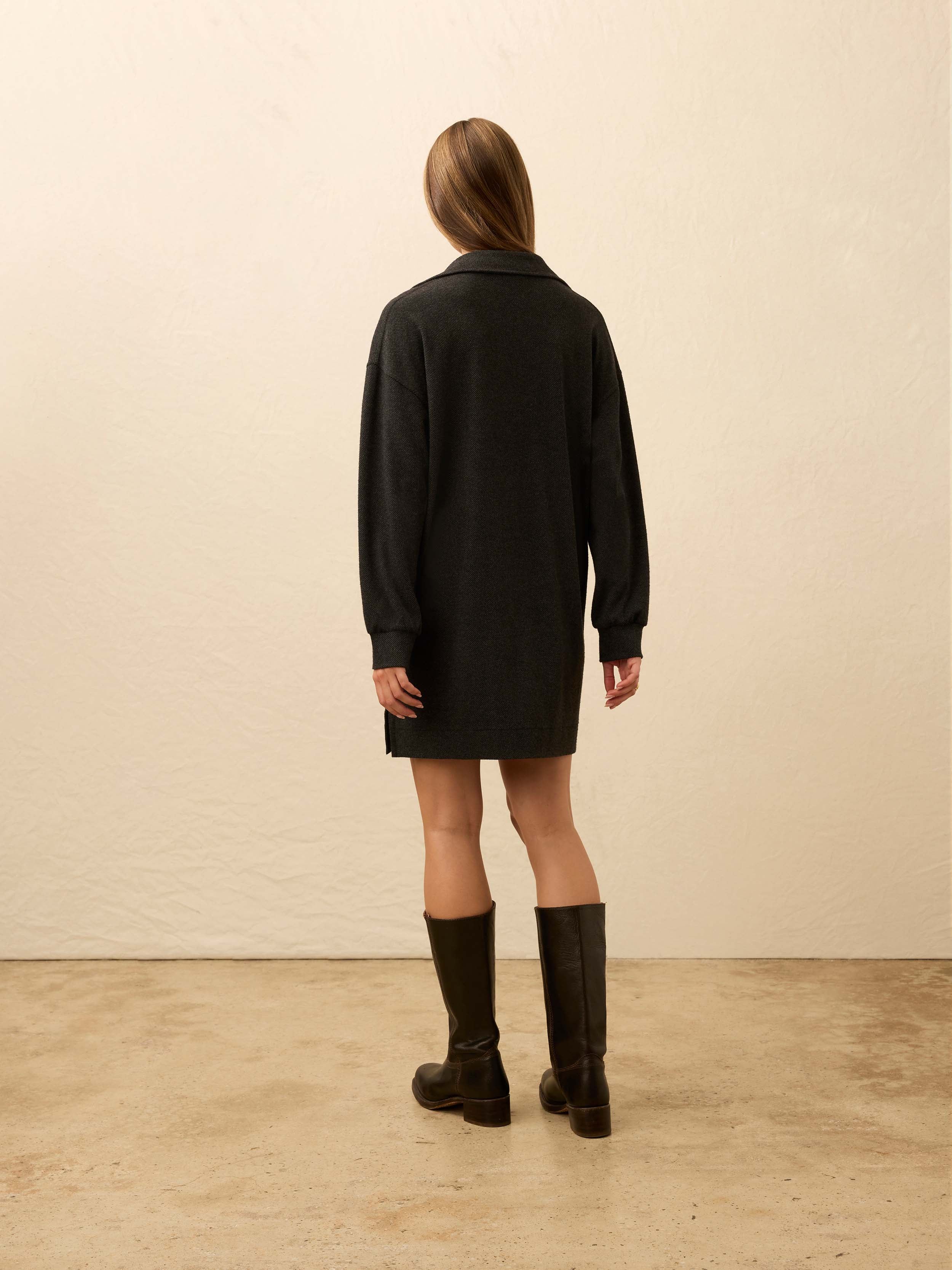 Legend Sweater Hudson Dress - Heathered Black Twill