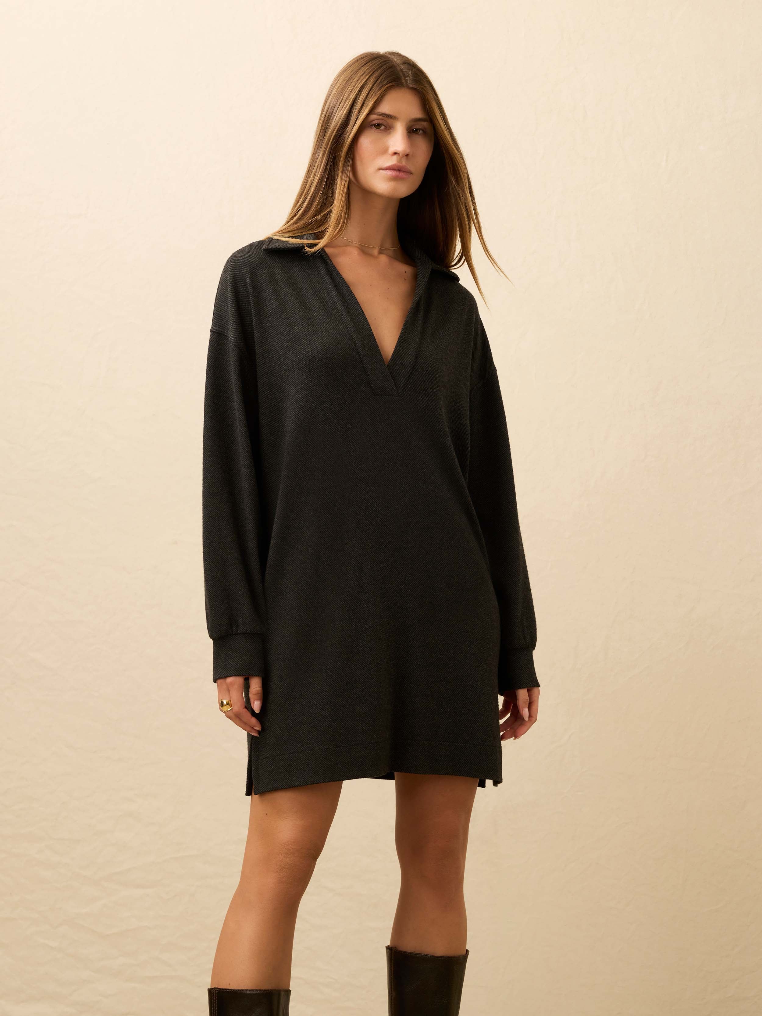 chinese dress ladies Legend Sweater Hudson Dress - Heathered Black Twill