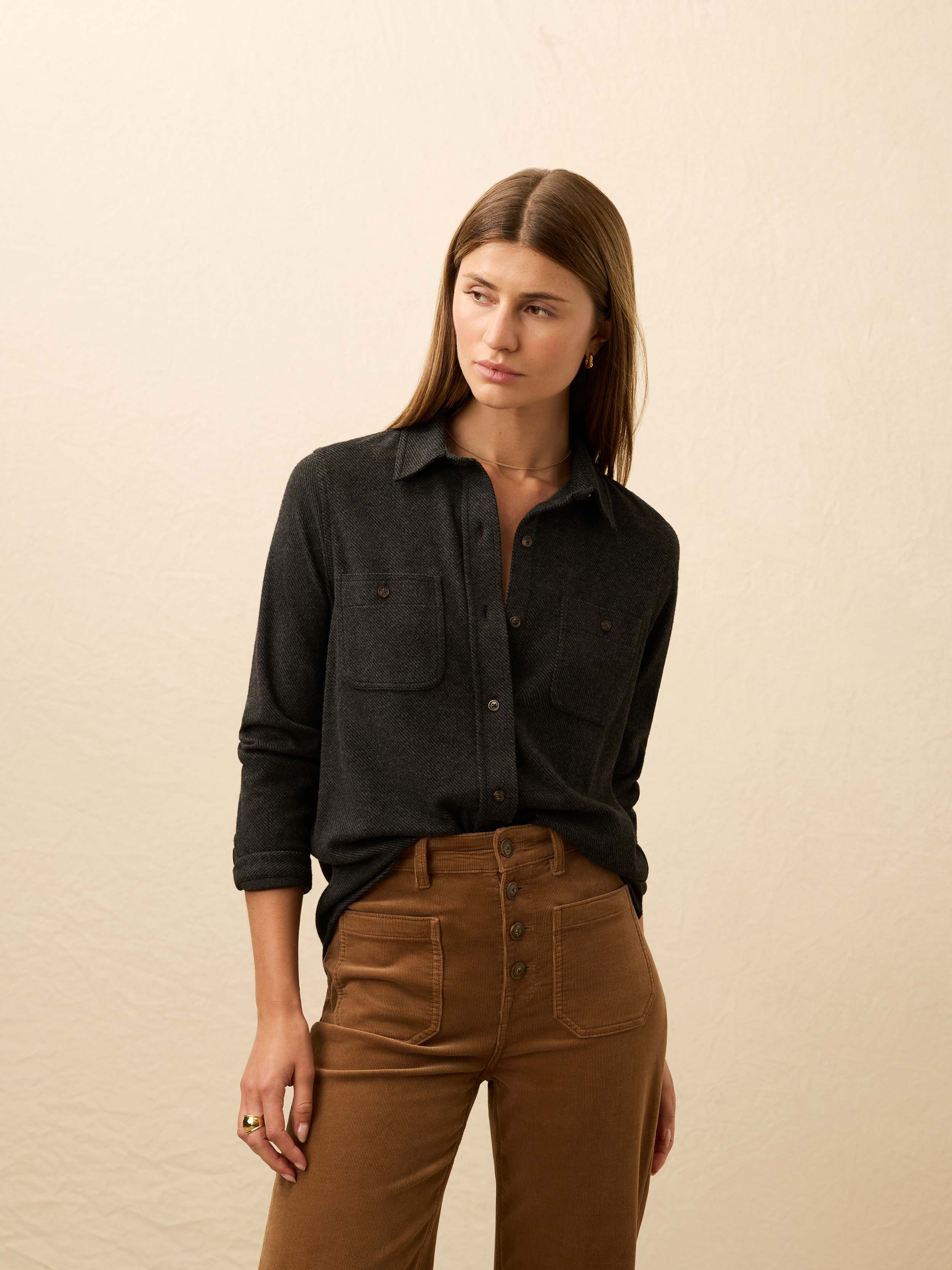 Legend™ Sweater Shirt - Heathered Black Twill | Faherty Brand