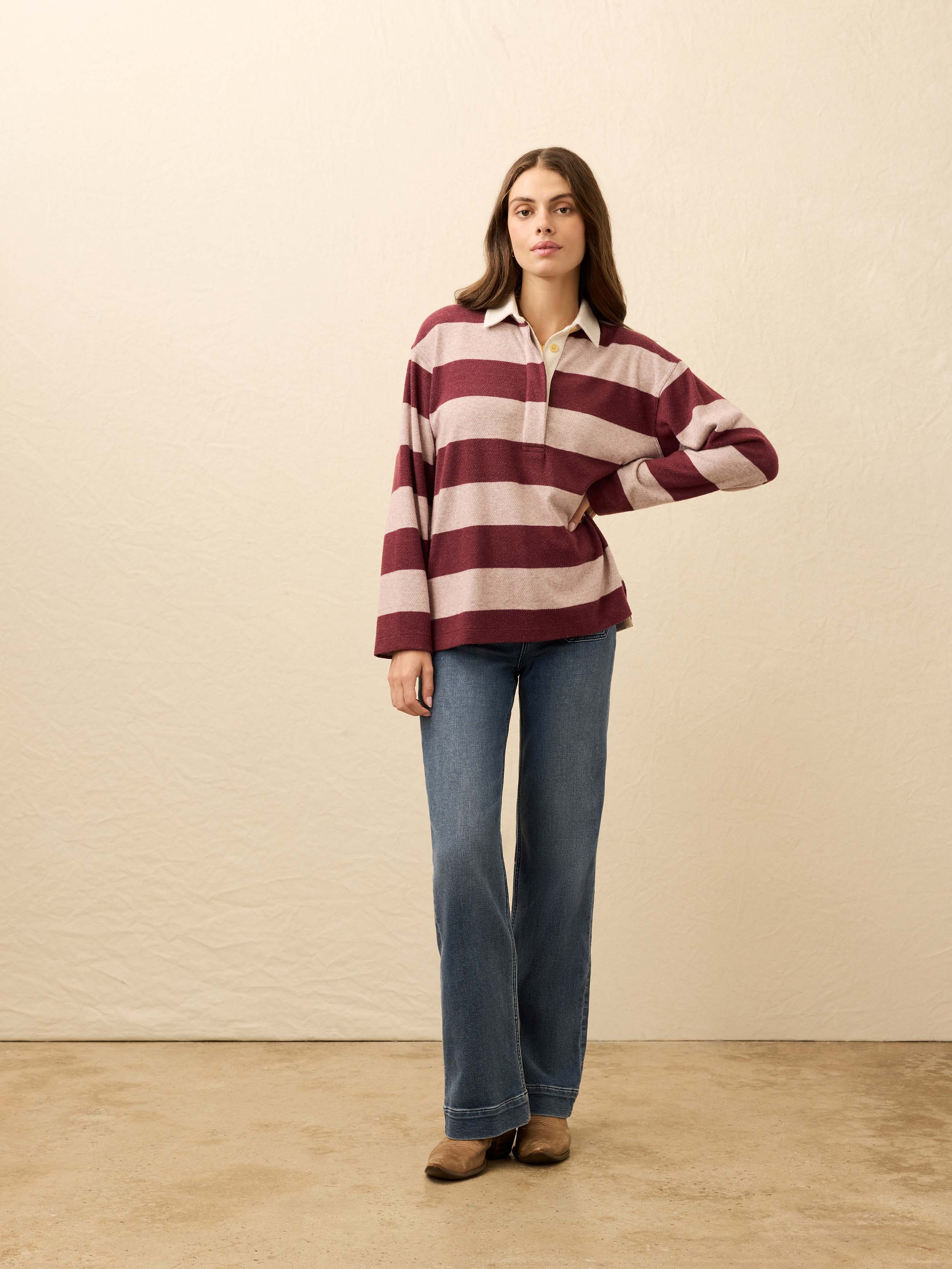 Legend Sweater Rugby Popover - Deep Red Rugby | Faherty Brand