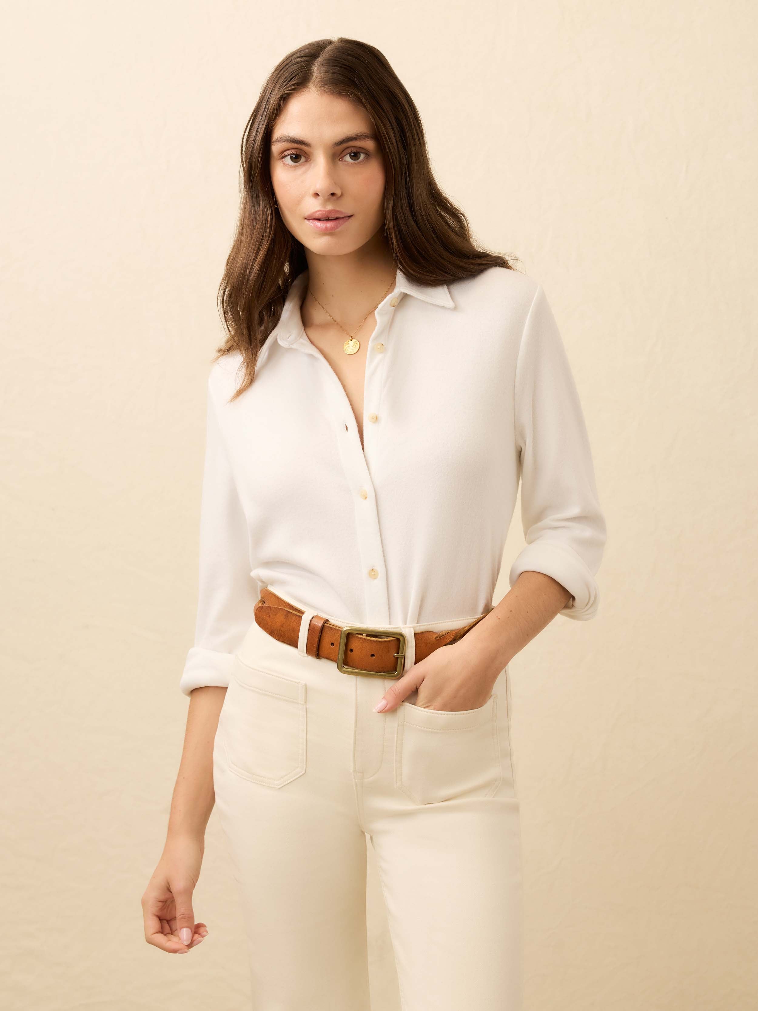 Legend™ Classic Sweater Shirt - Pure White Twill | Faherty Brand