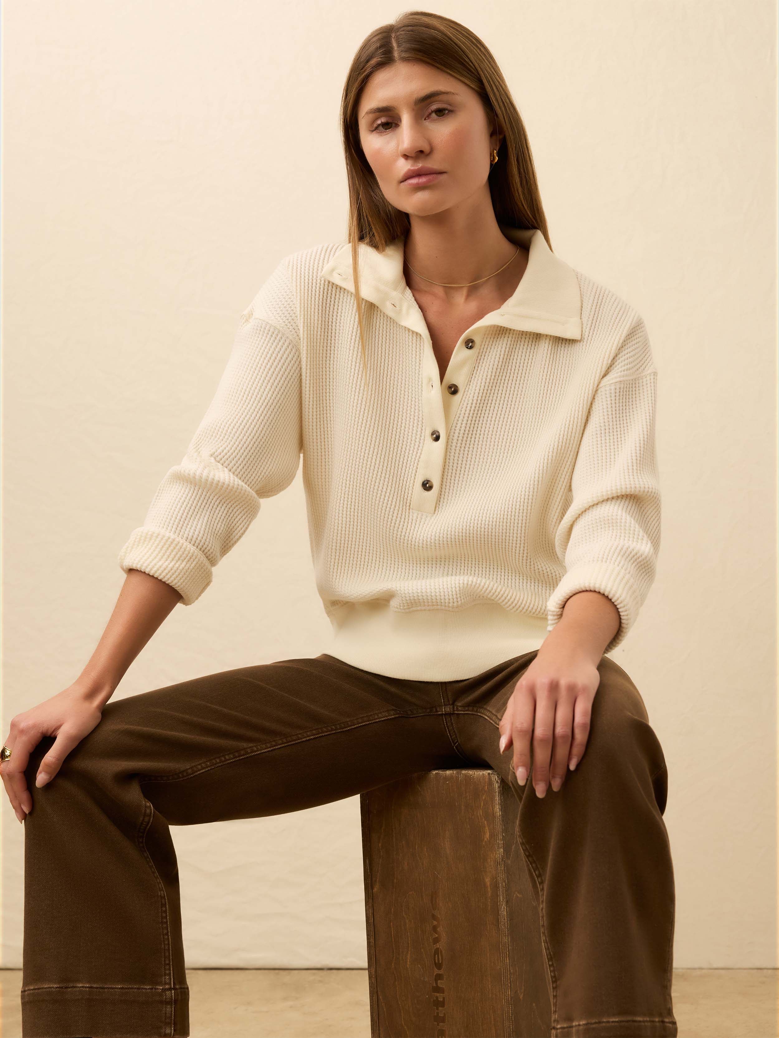 Après Waffle Henley - Coastal Cream | Faherty Brand