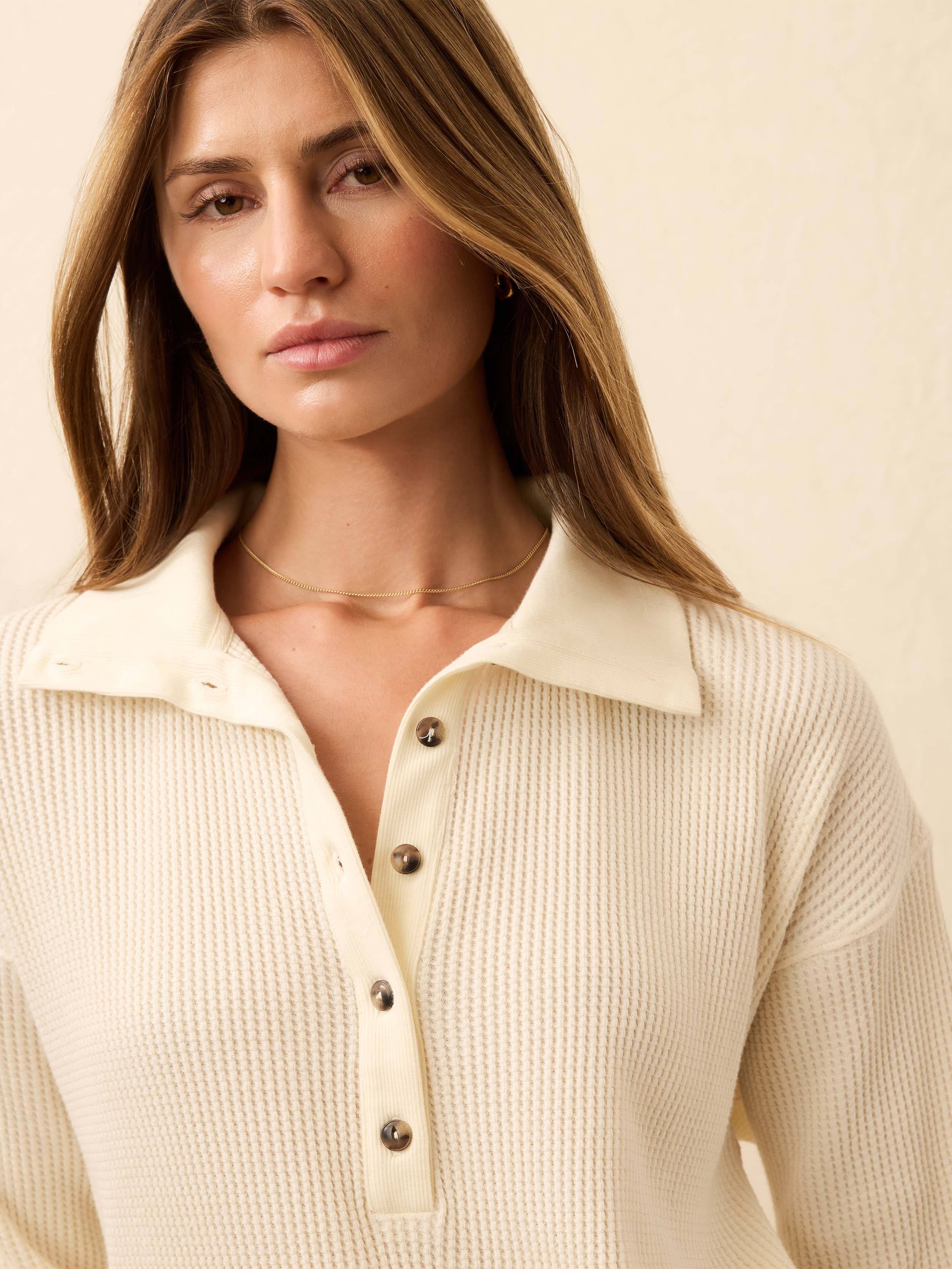 Apres Waffle Henley - Coastal Cream | Faherty Brand