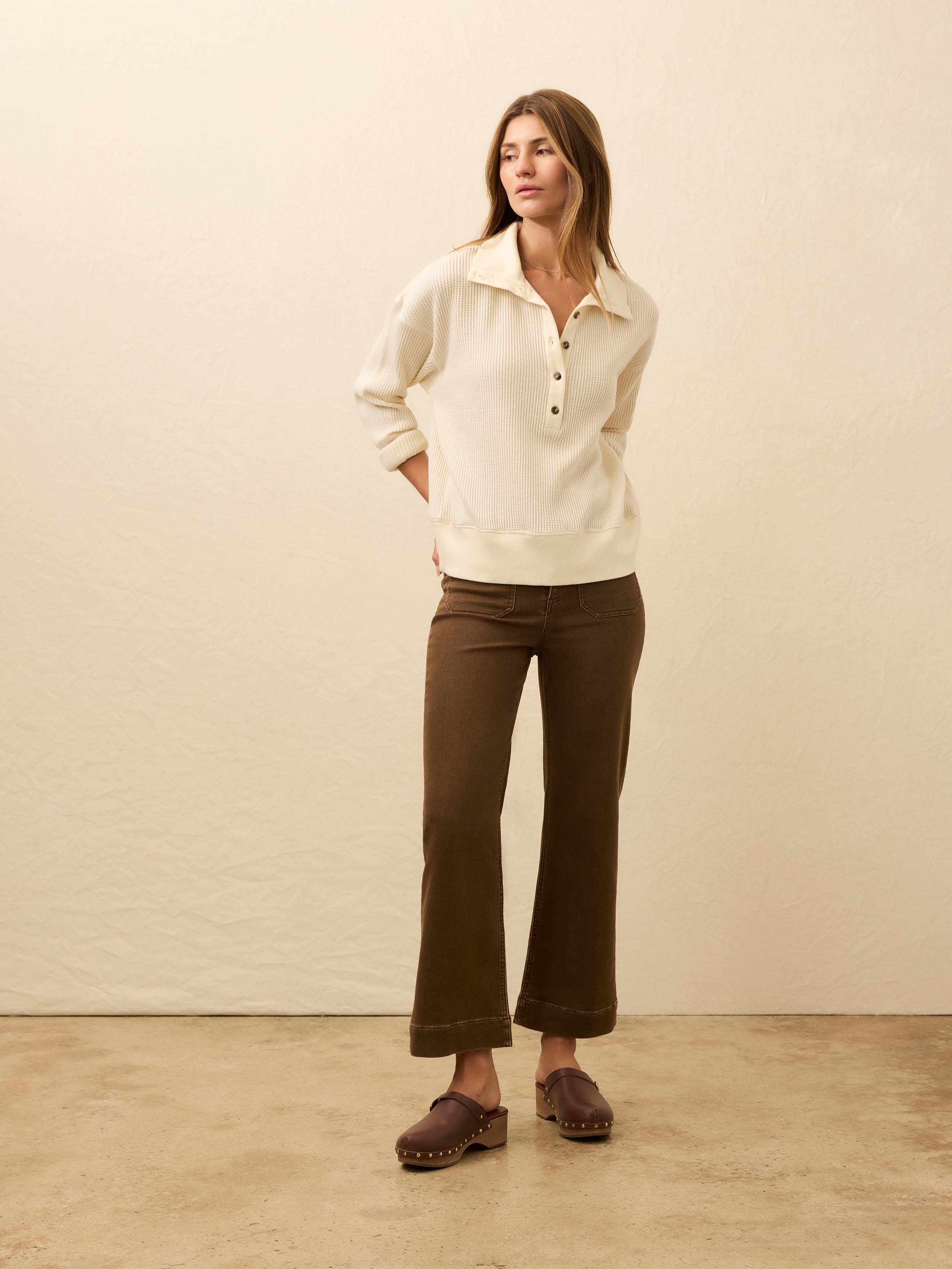 Apres Waffle Henley - Coastal Cream | Faherty Brand