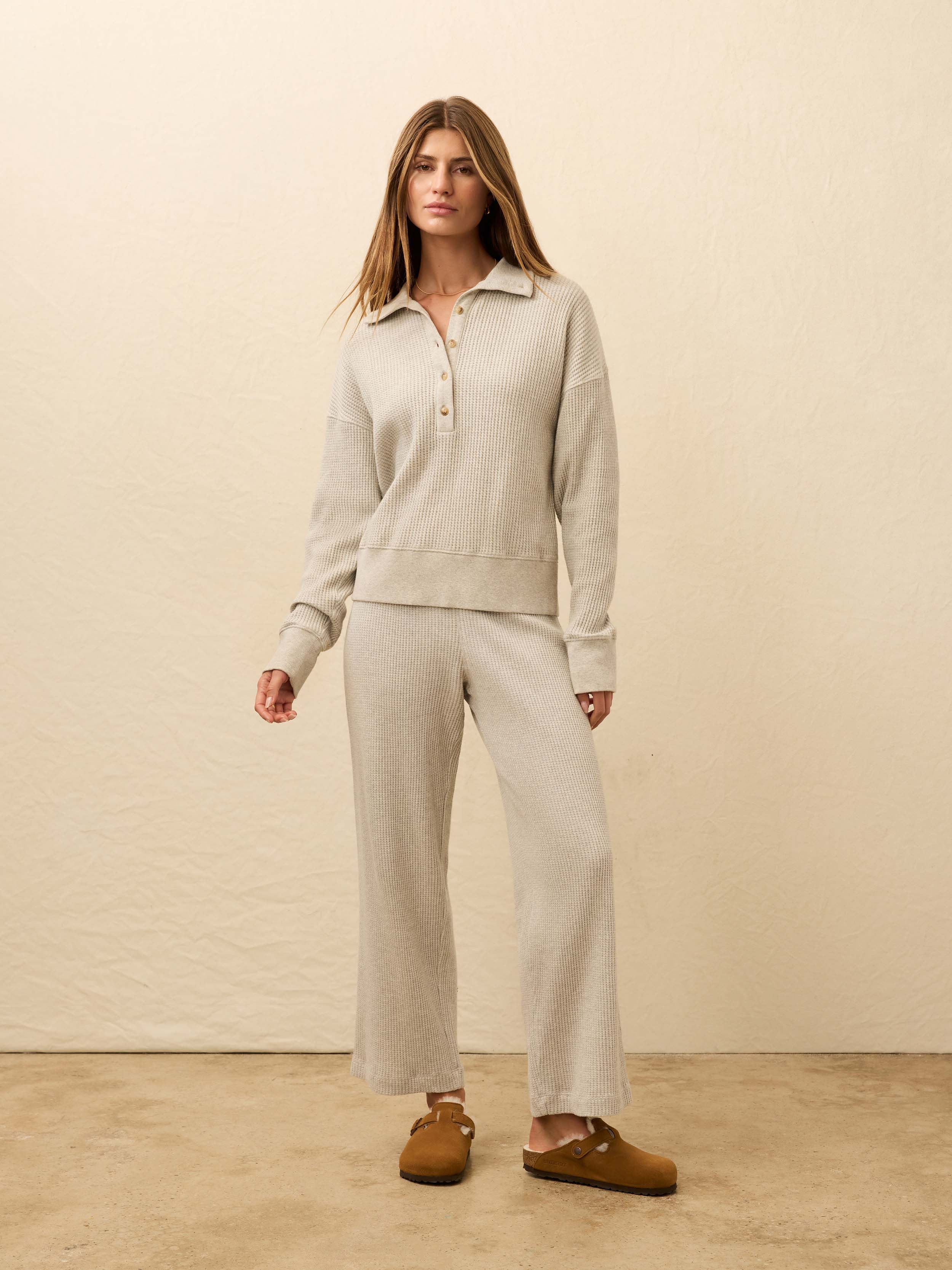 Après Waffle Henley - Light Grey Heather