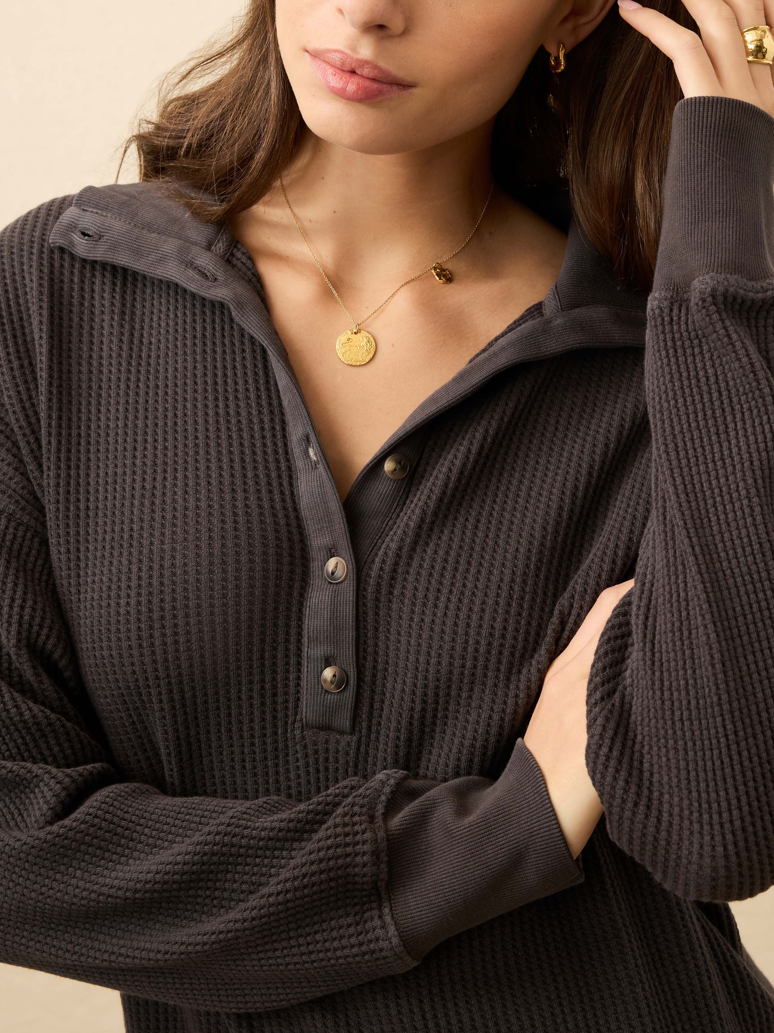 Après Waffle Henley - Washed Black