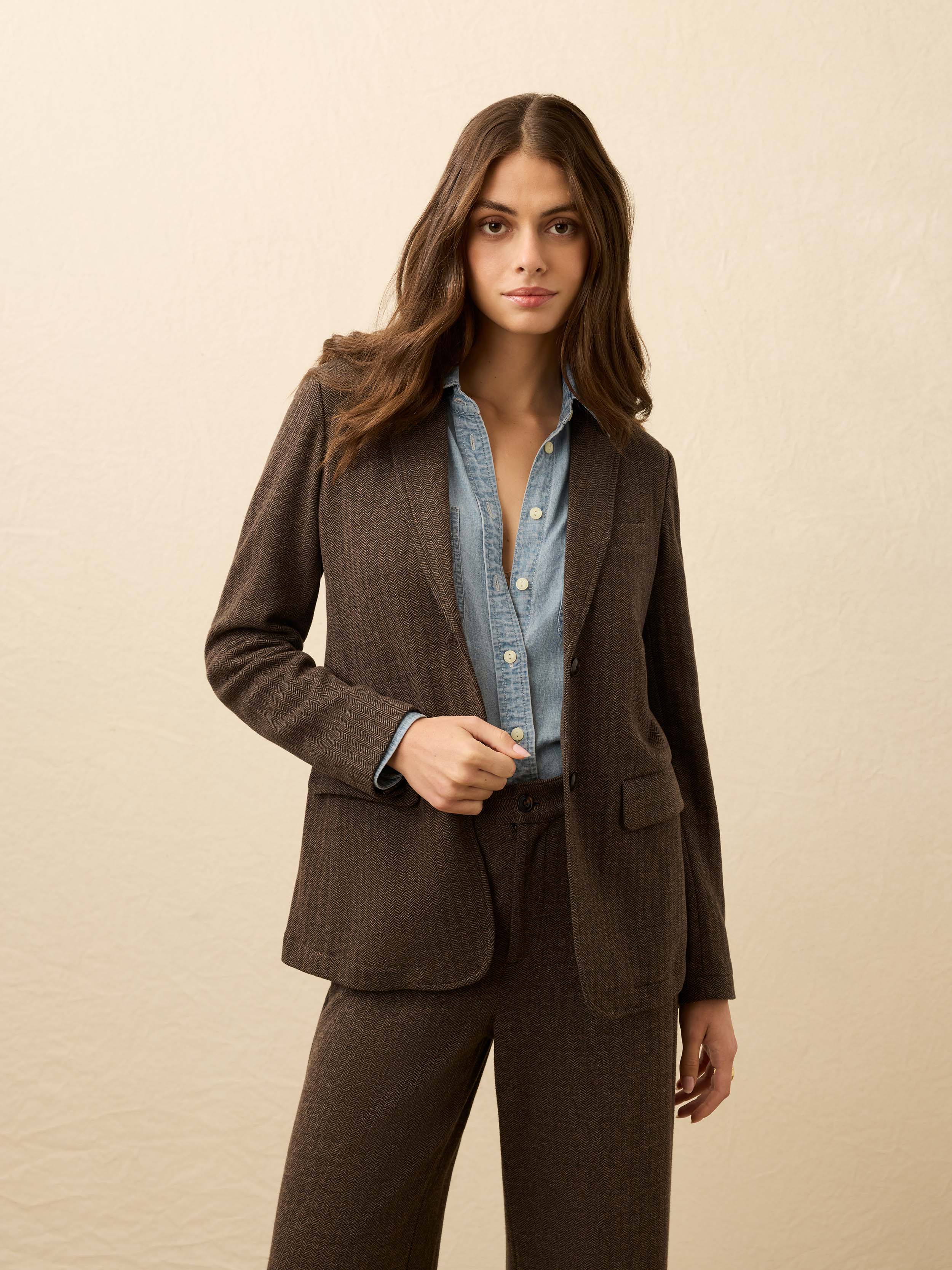 Inlet Knit Tweed Blazer - Woodland Herringbone