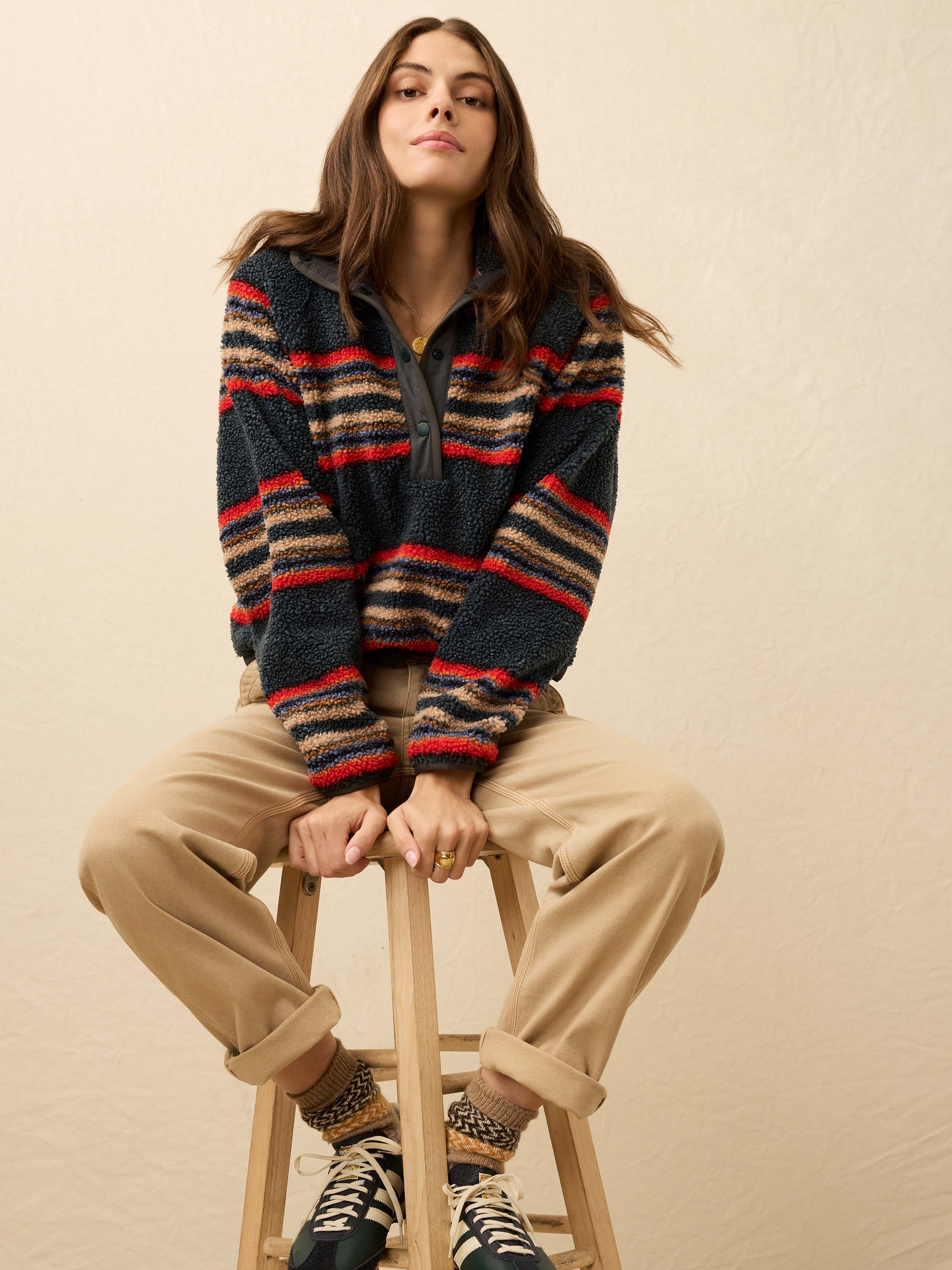 Fireside Fleece Popover - Fireside Stripe