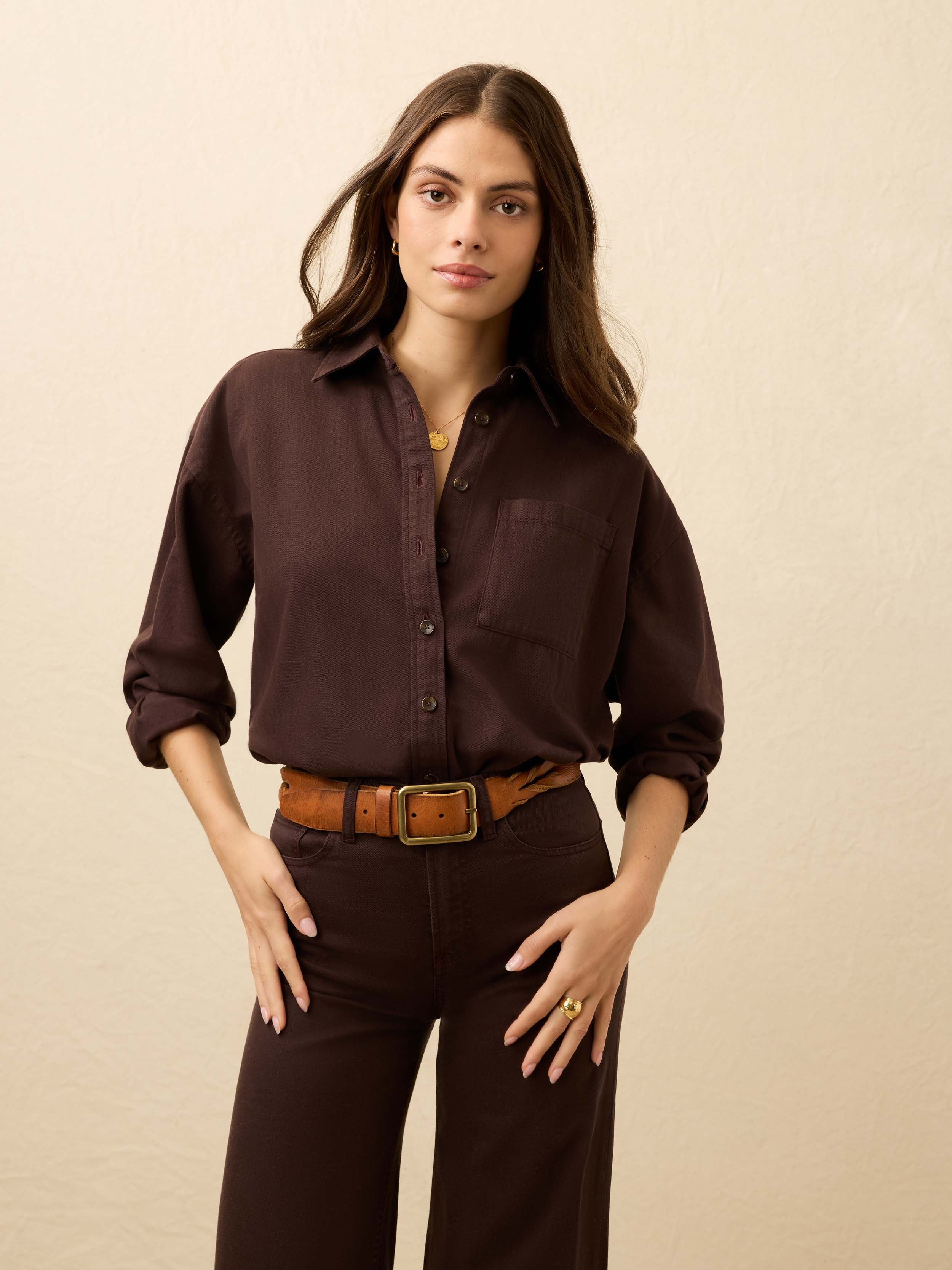 Faherty Brand Sunfair Denim Women Shirt - Chocolate Faherty Brand Sunfair Denim Women Shirt - Chocolate