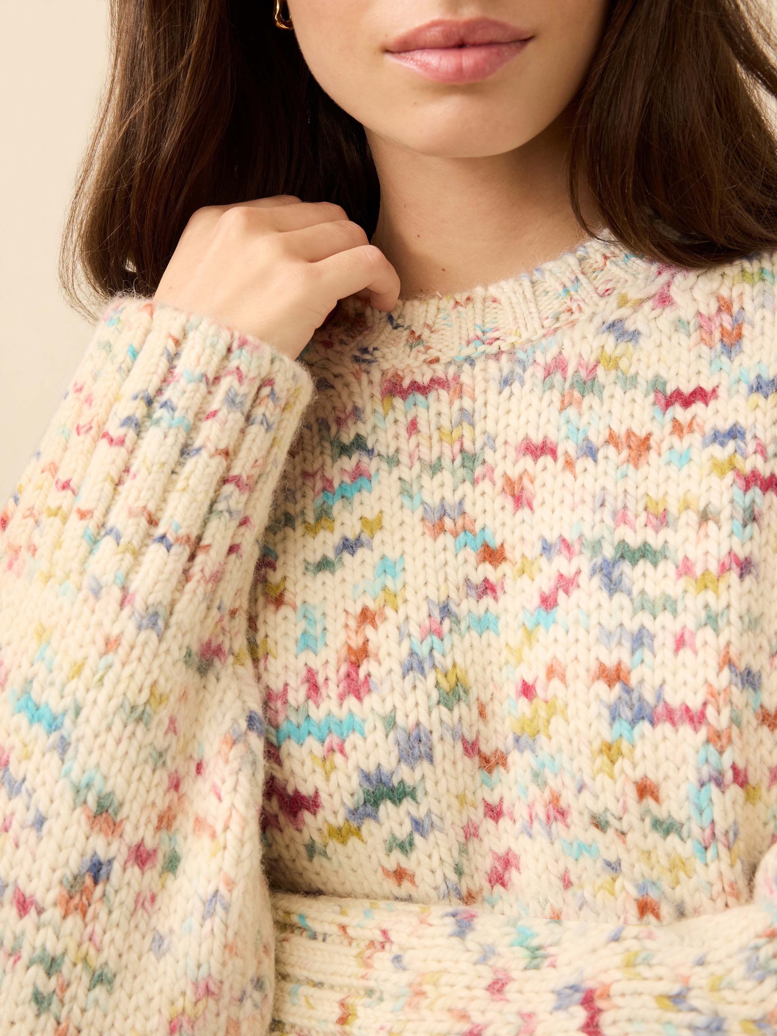 Superfine Alpaca Summit Sweater - Snow Sprinkle