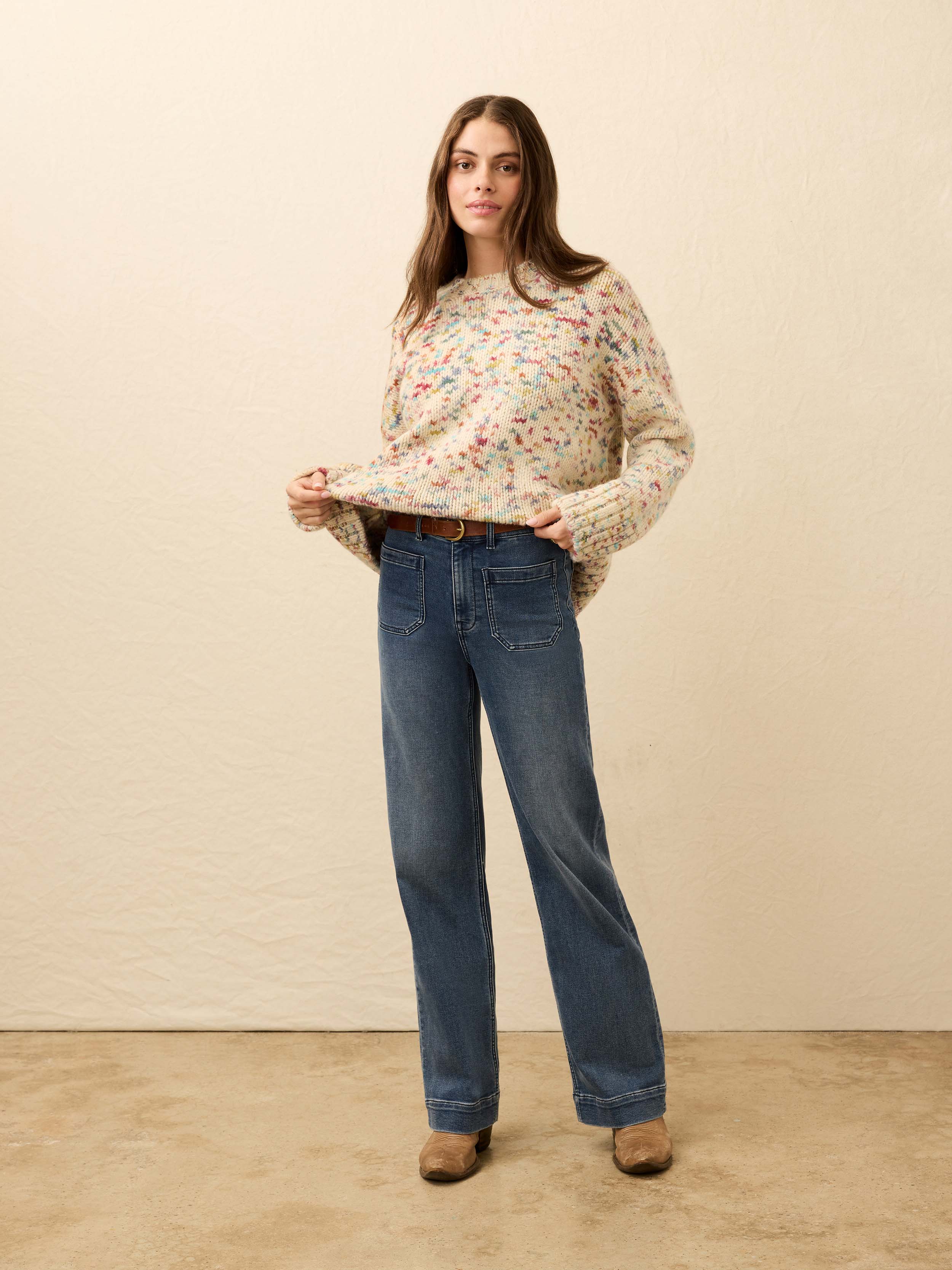 Superfine Alpaca Summit Sweater - Snow Sprinkle