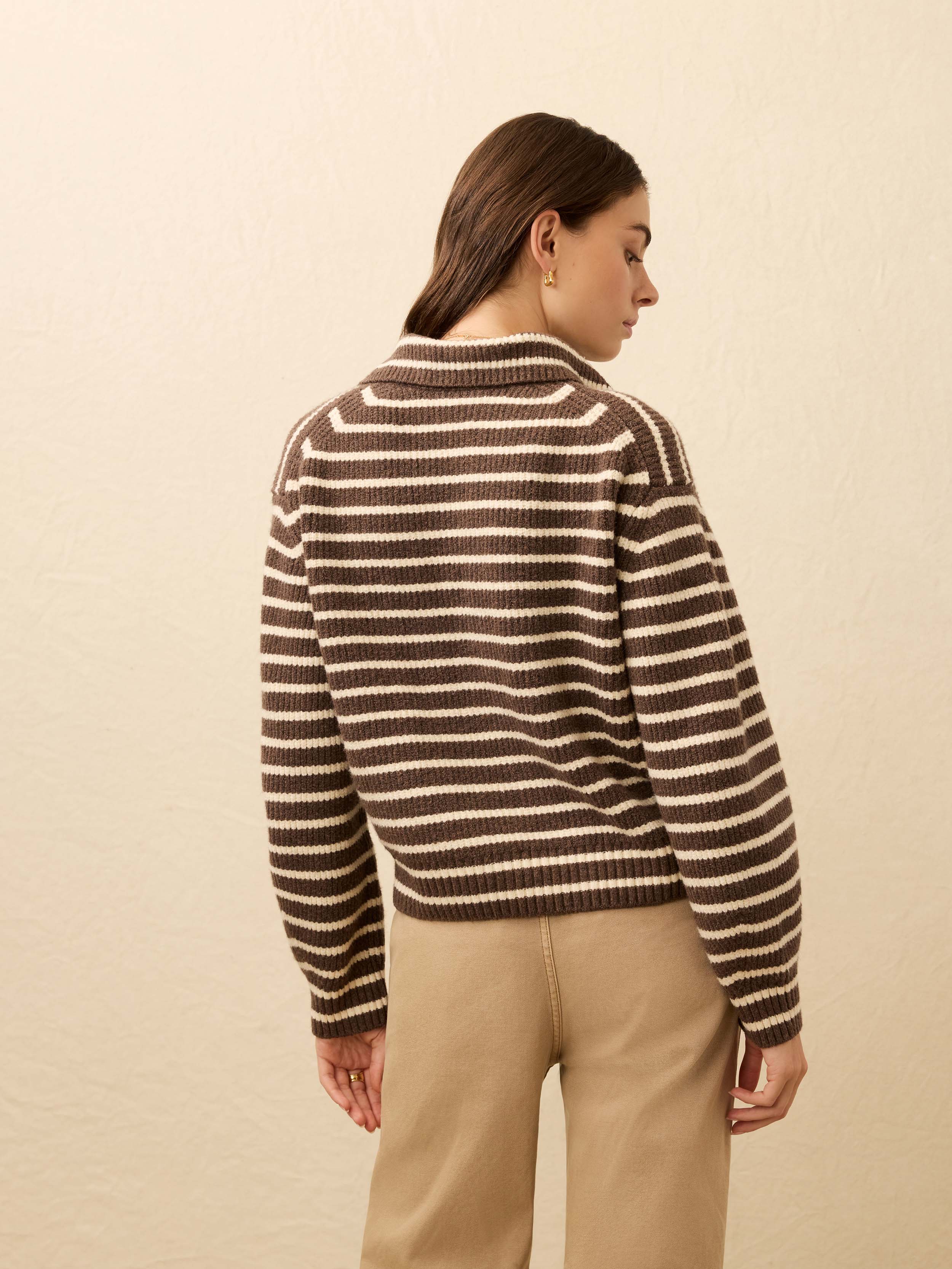 Jackson Quarter Zip - Mocha Stripe | Faherty Brand