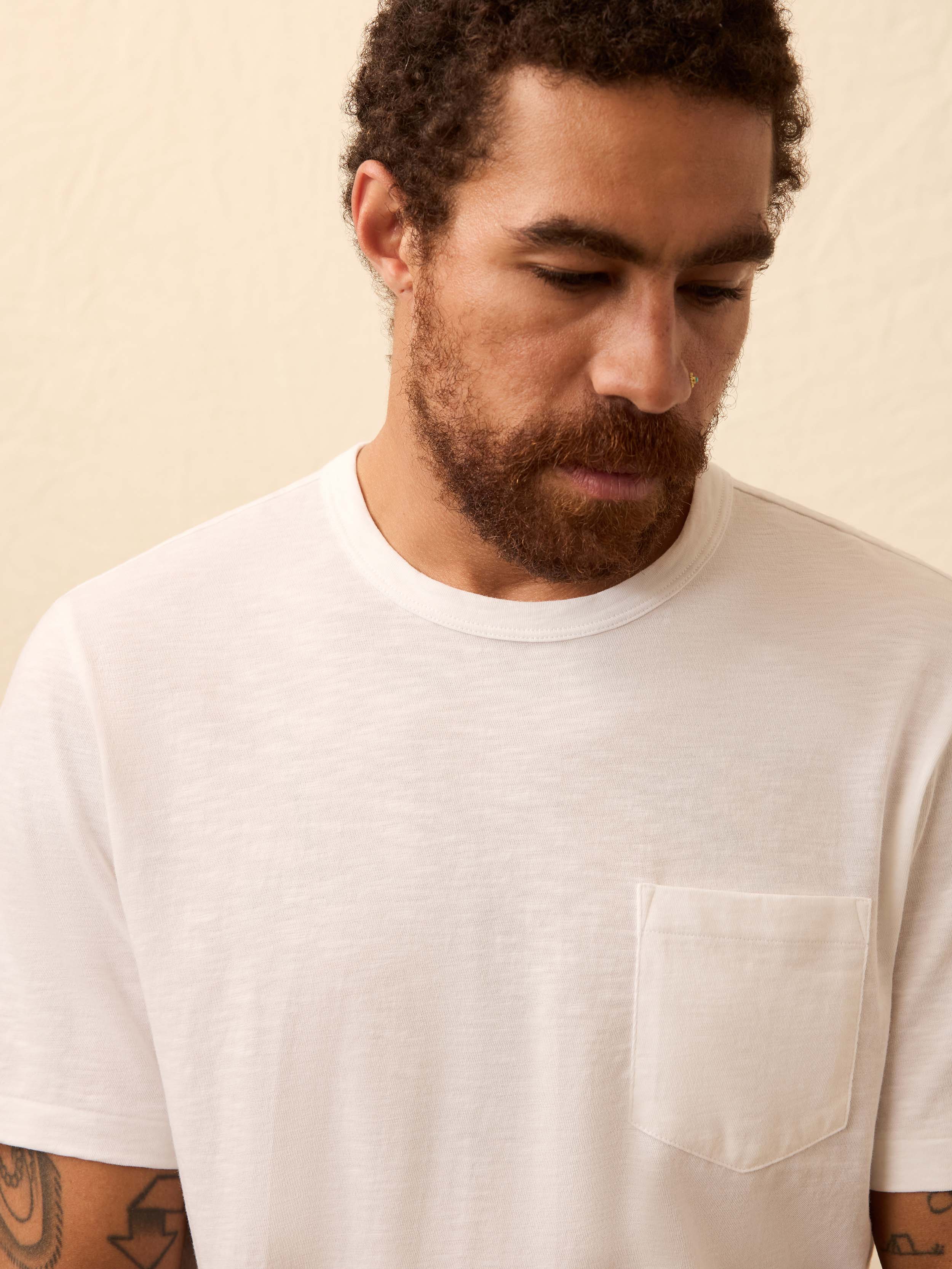 Sunwashed Regenerative Pocket Tee - White | Faherty Brand