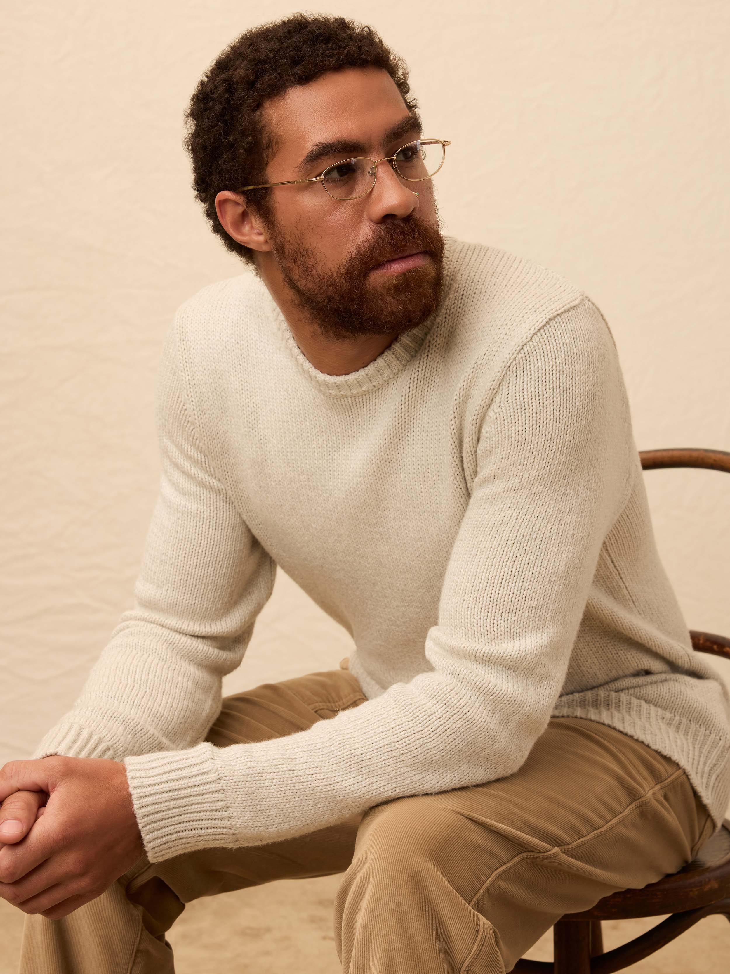 Heirloom Cotton Crewneck Sweater - Heather Grey