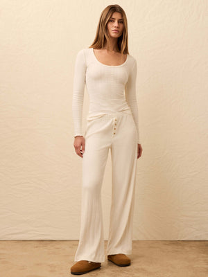 Paradise Pointelle Pant - Egret