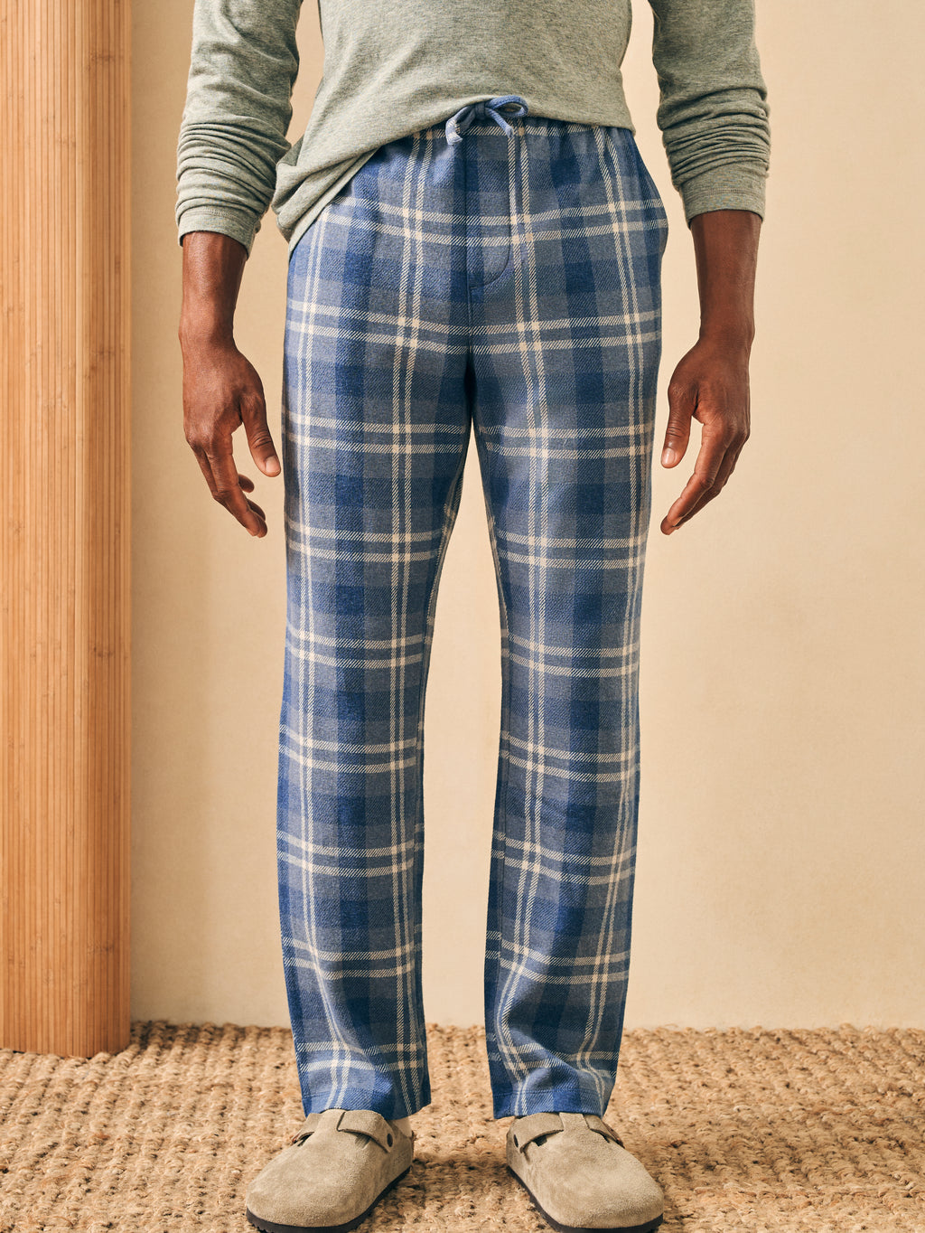 Pajama Pants, Blue White Check Flannel