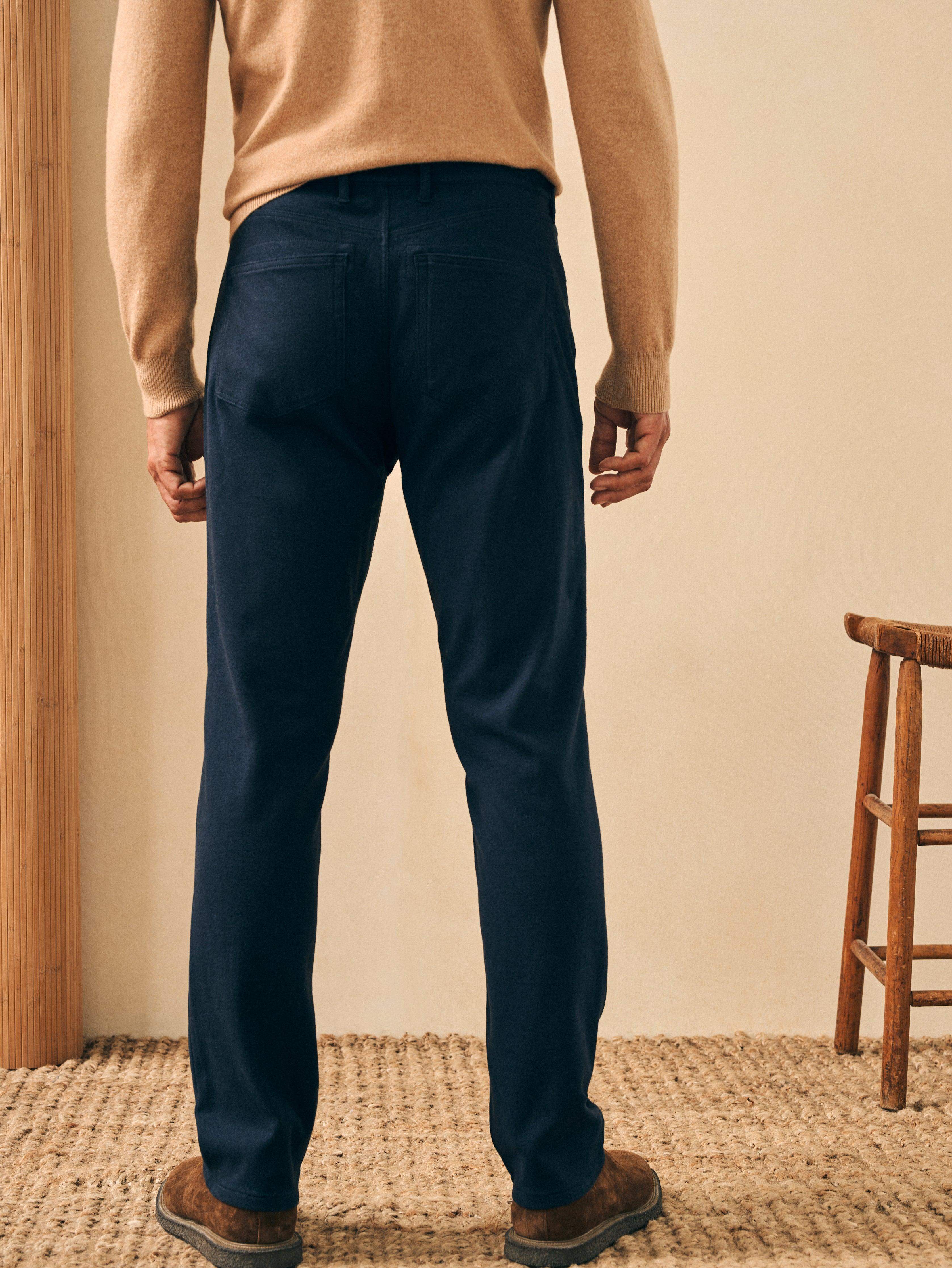 Knit Flannel 5-Pocket Pant - Navy Ink Sky