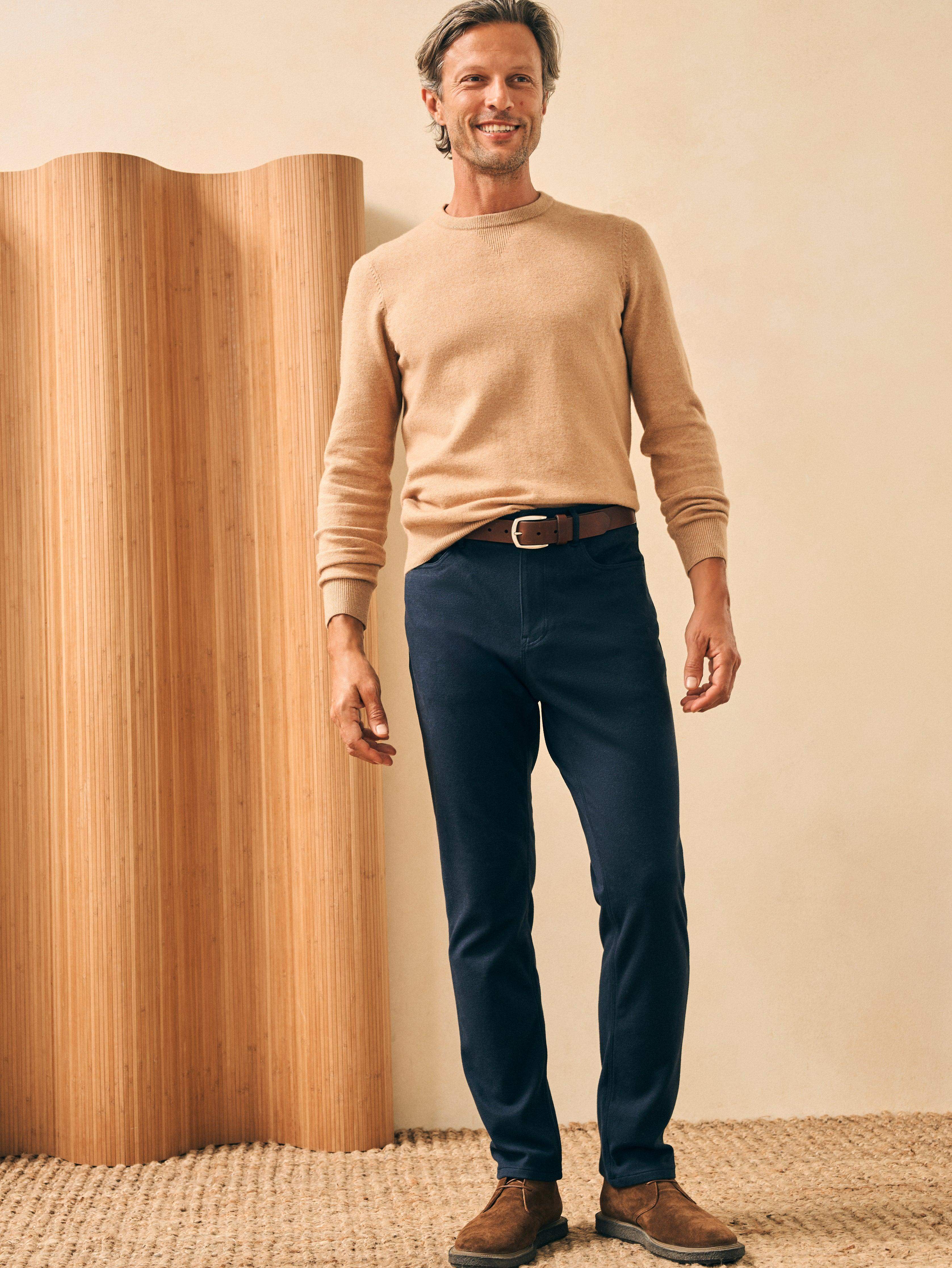 Knit Flannel 5-Pocket Pant - Navy Ink Sky