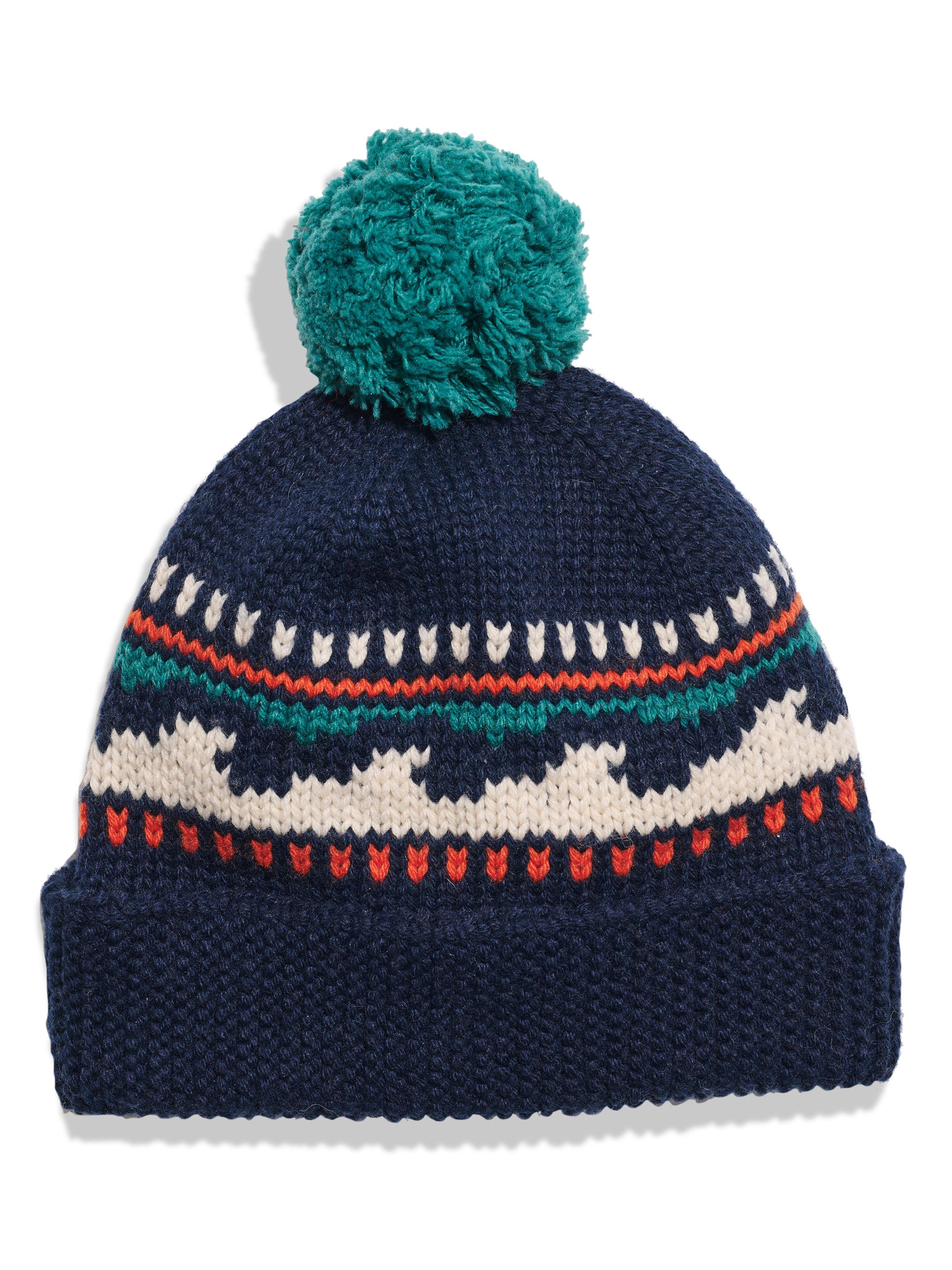 Waves Pom Beanie - Navy