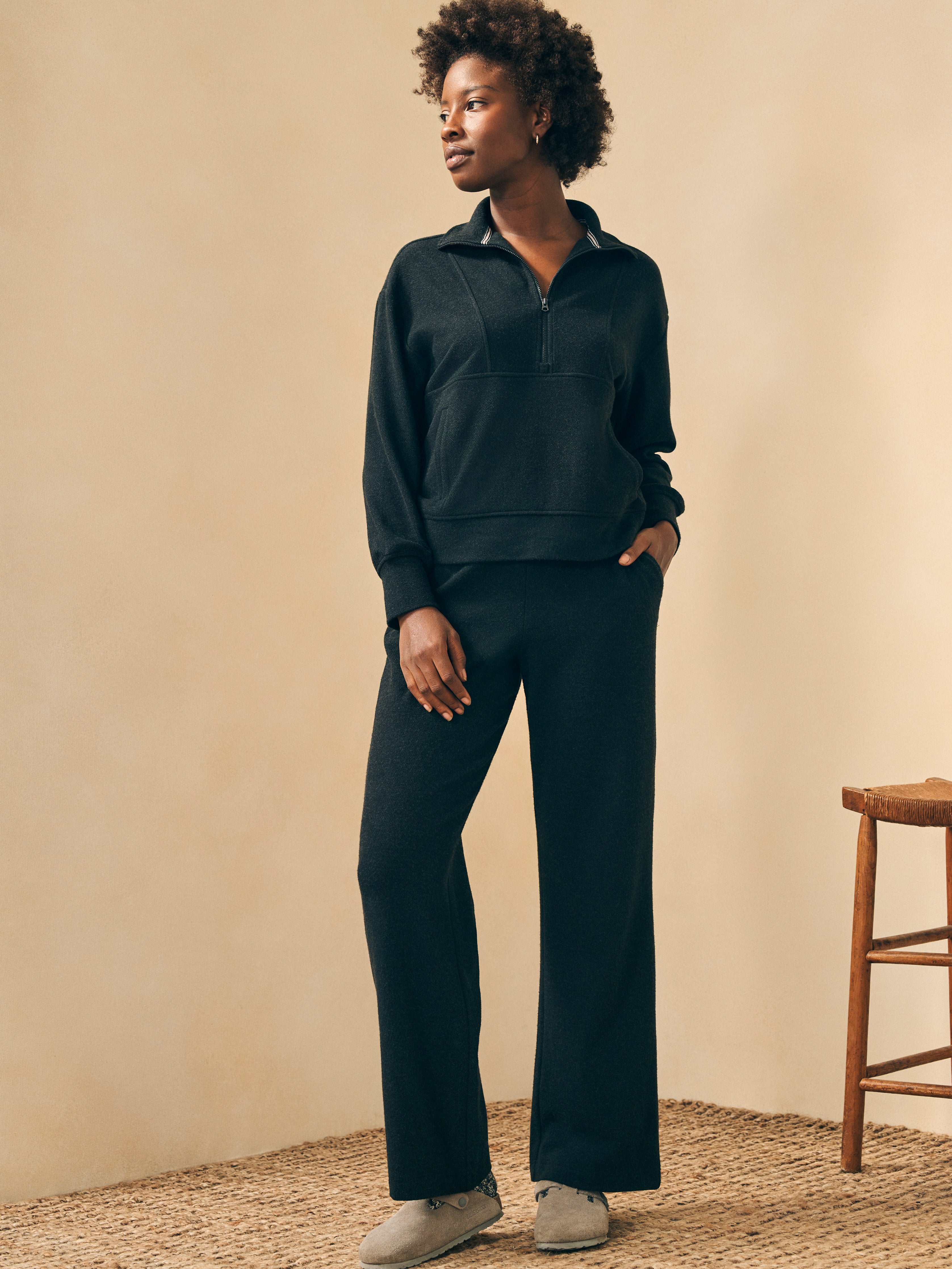 Legend™ Lounge Wide Leg Pant - Heathered Black Twill