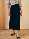 Stretch Silk Velvet Ina Slip Skirt - Black