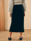 Stretch Silk Velvet Ina Slip Skirt - Black