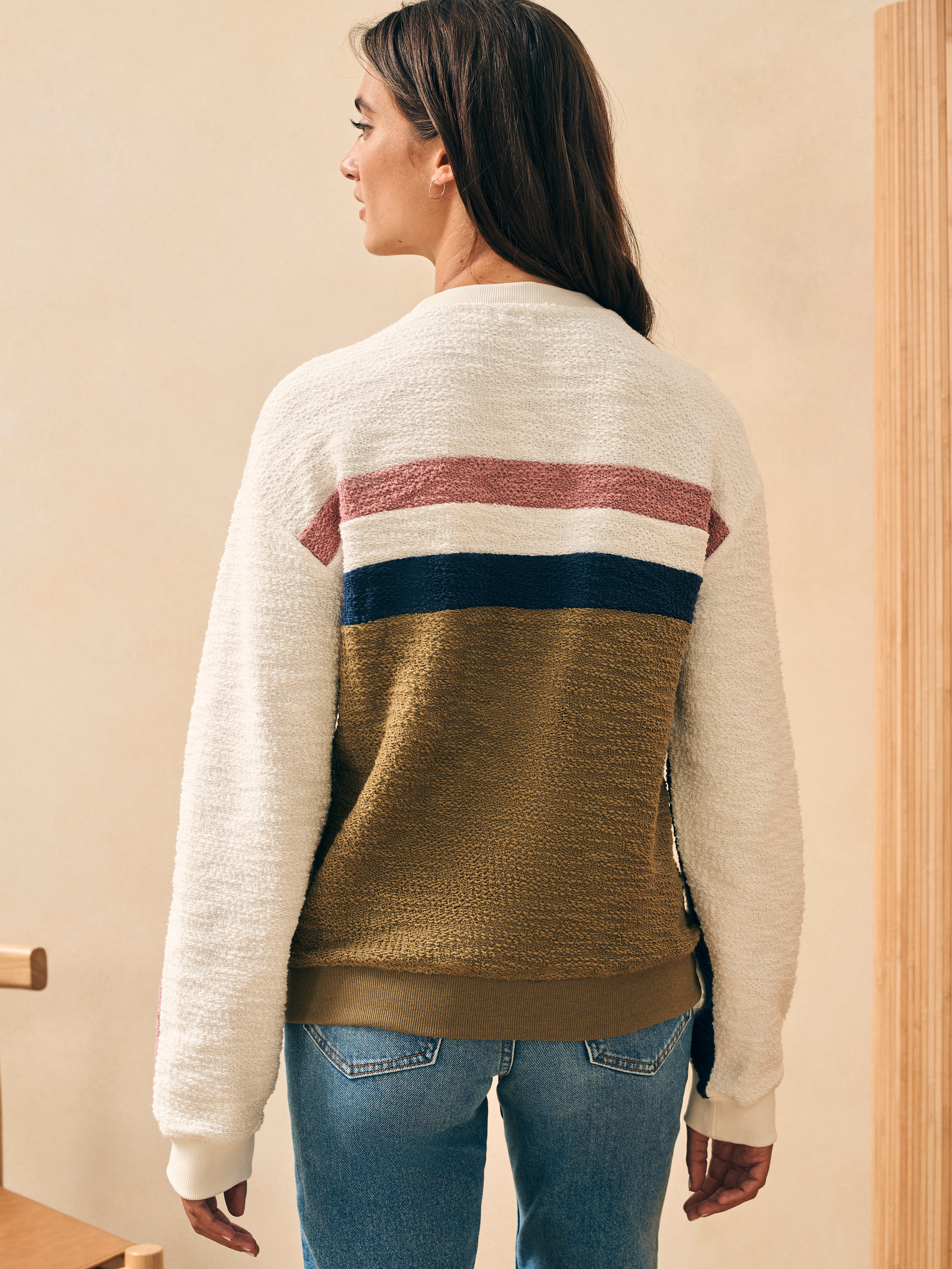 Vista Stripe Pullover - Military Olive Cream