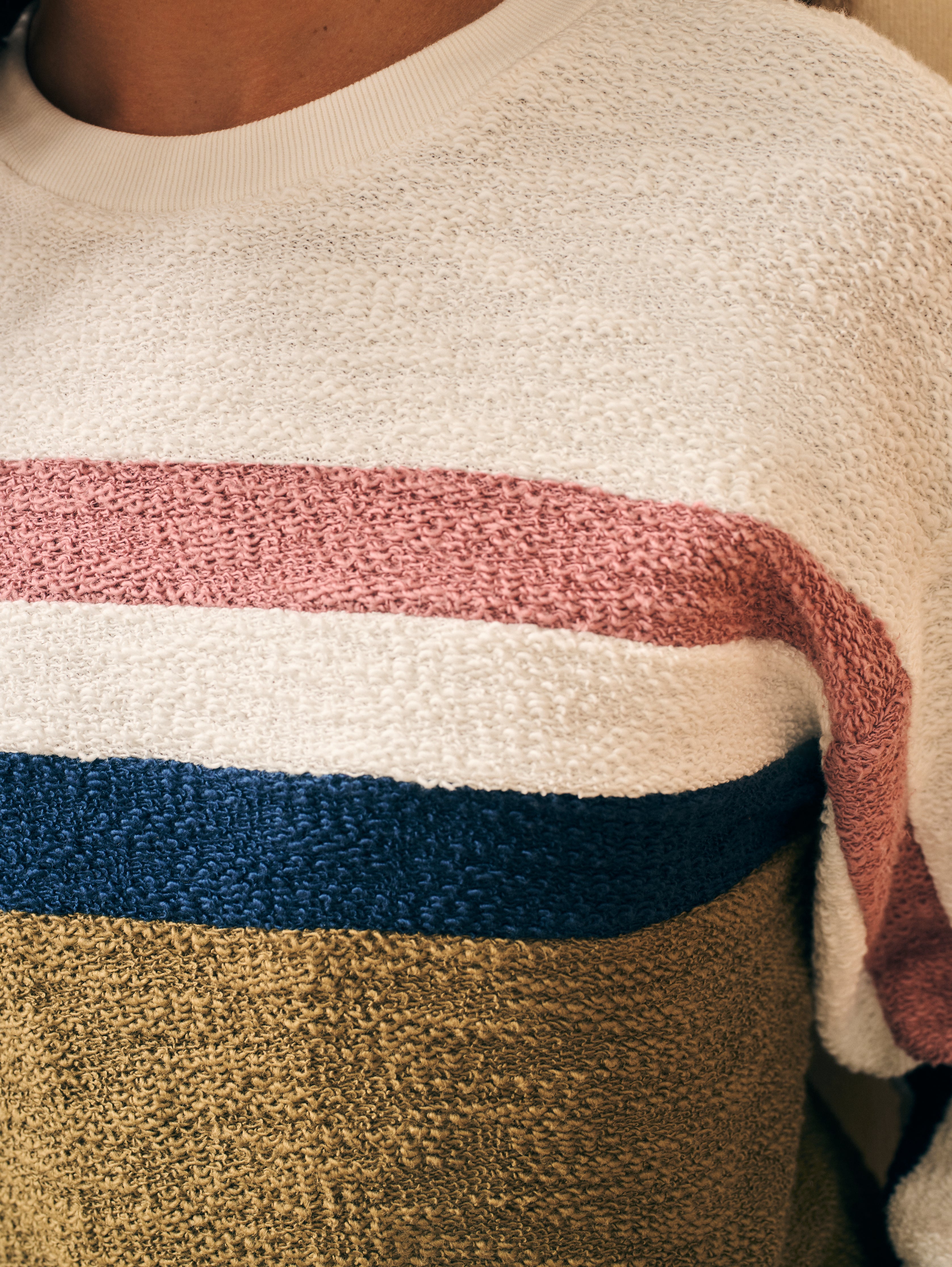 Vista Stripe Pullover - Military Olive Cream