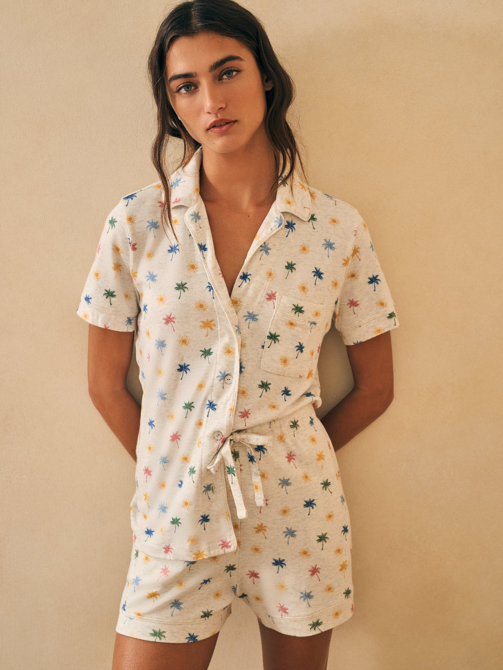 Women's Twill Pajama Set in Indigo Floral