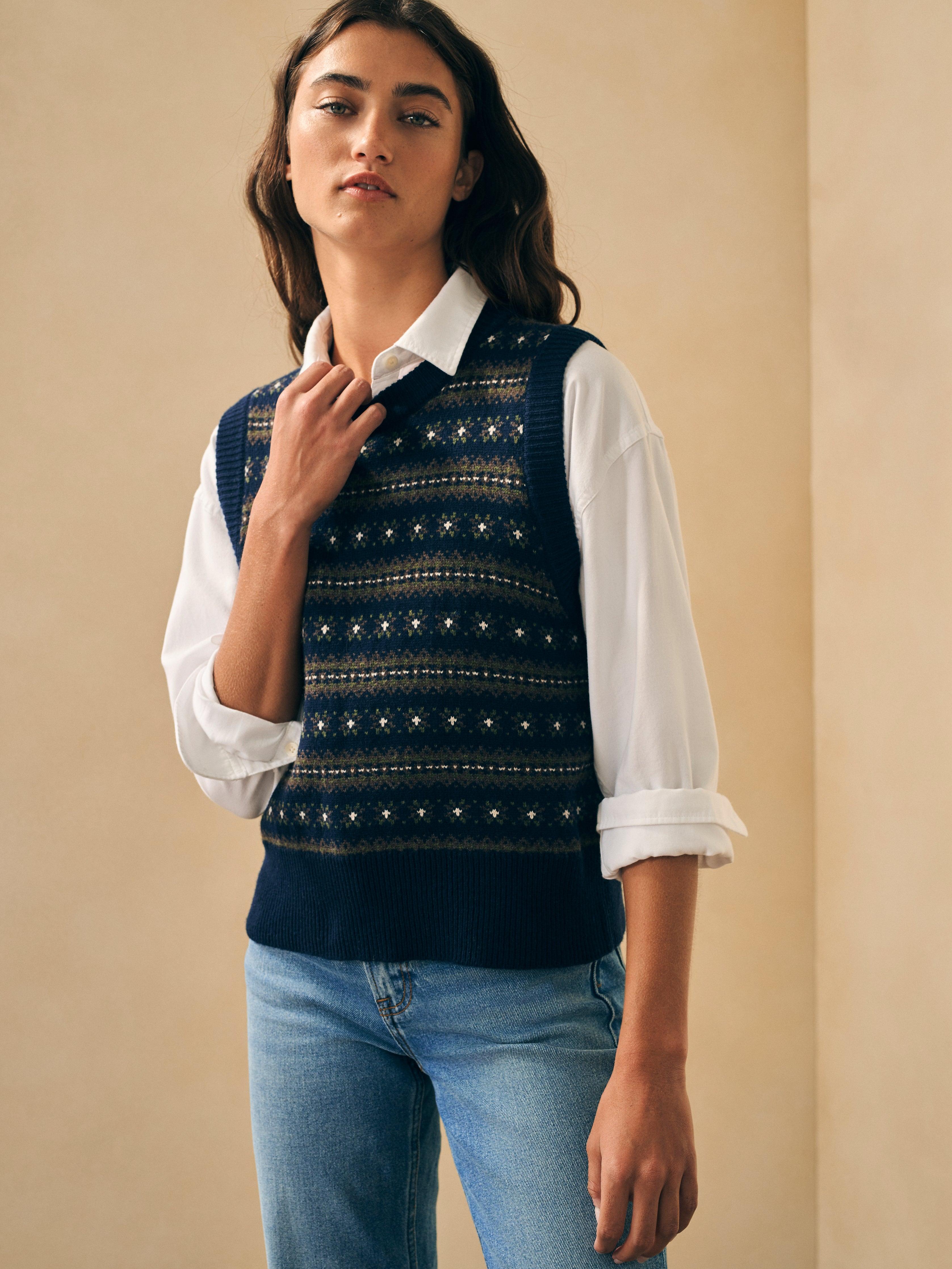 Highland Fair Isle Sweater Vest - Navy Multi