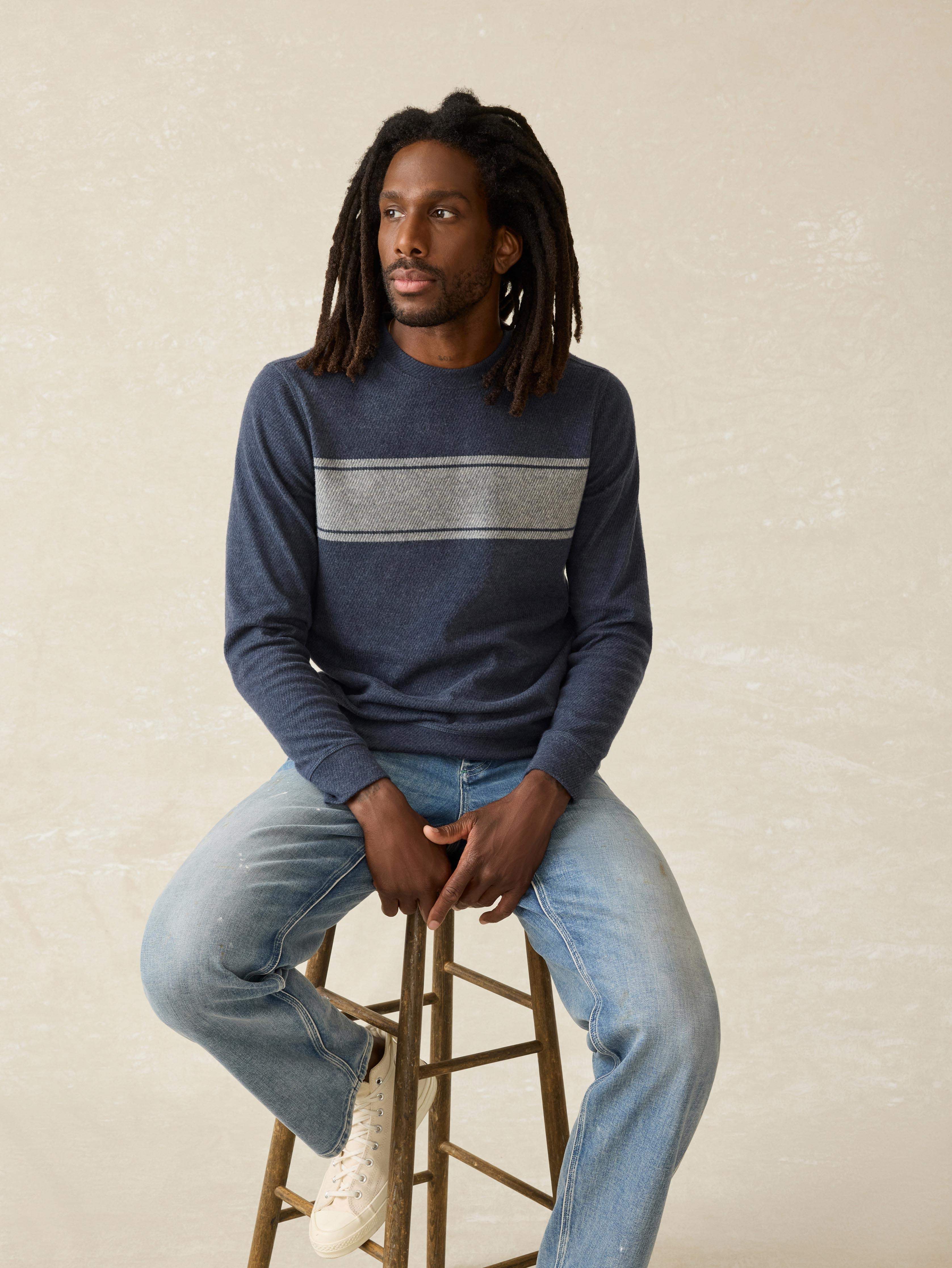 Legend™ Surf Stripe Sweater Crew - Brighton Navy