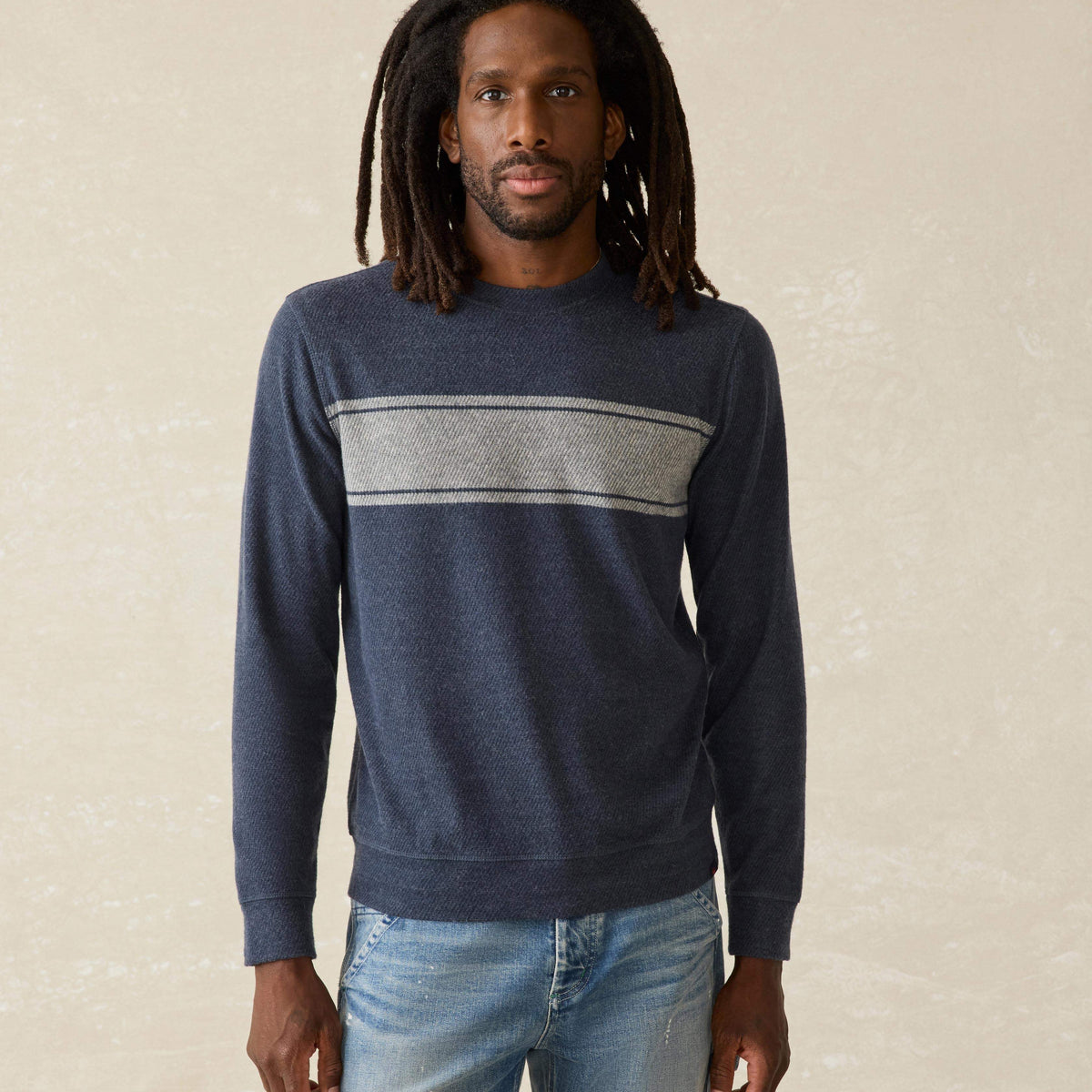 Legend™ Surf Stripe Sweater Crew - Brighton Navy Surf Stripe 