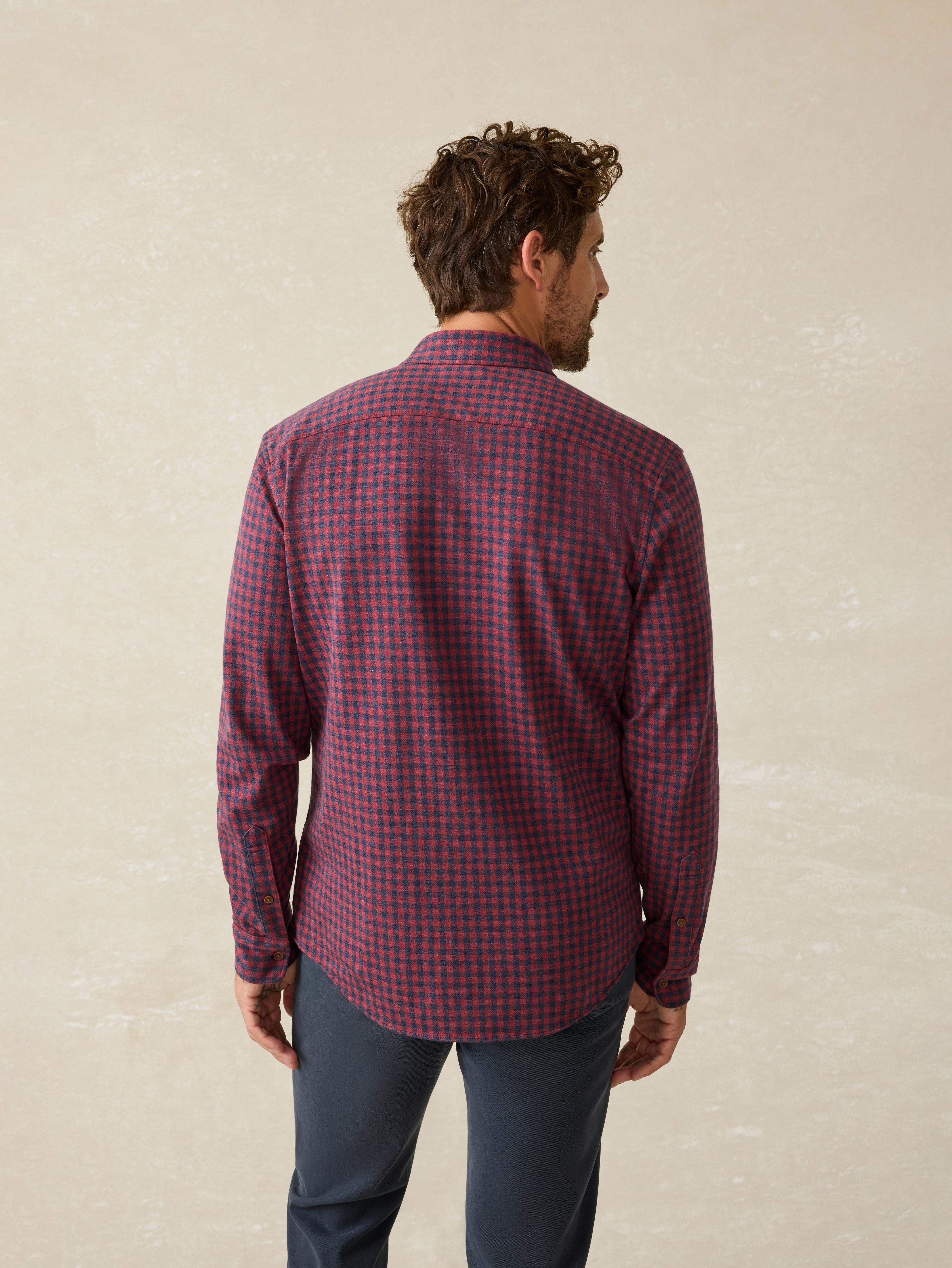 Coastline Knit Shirt - Navy Red Gingham