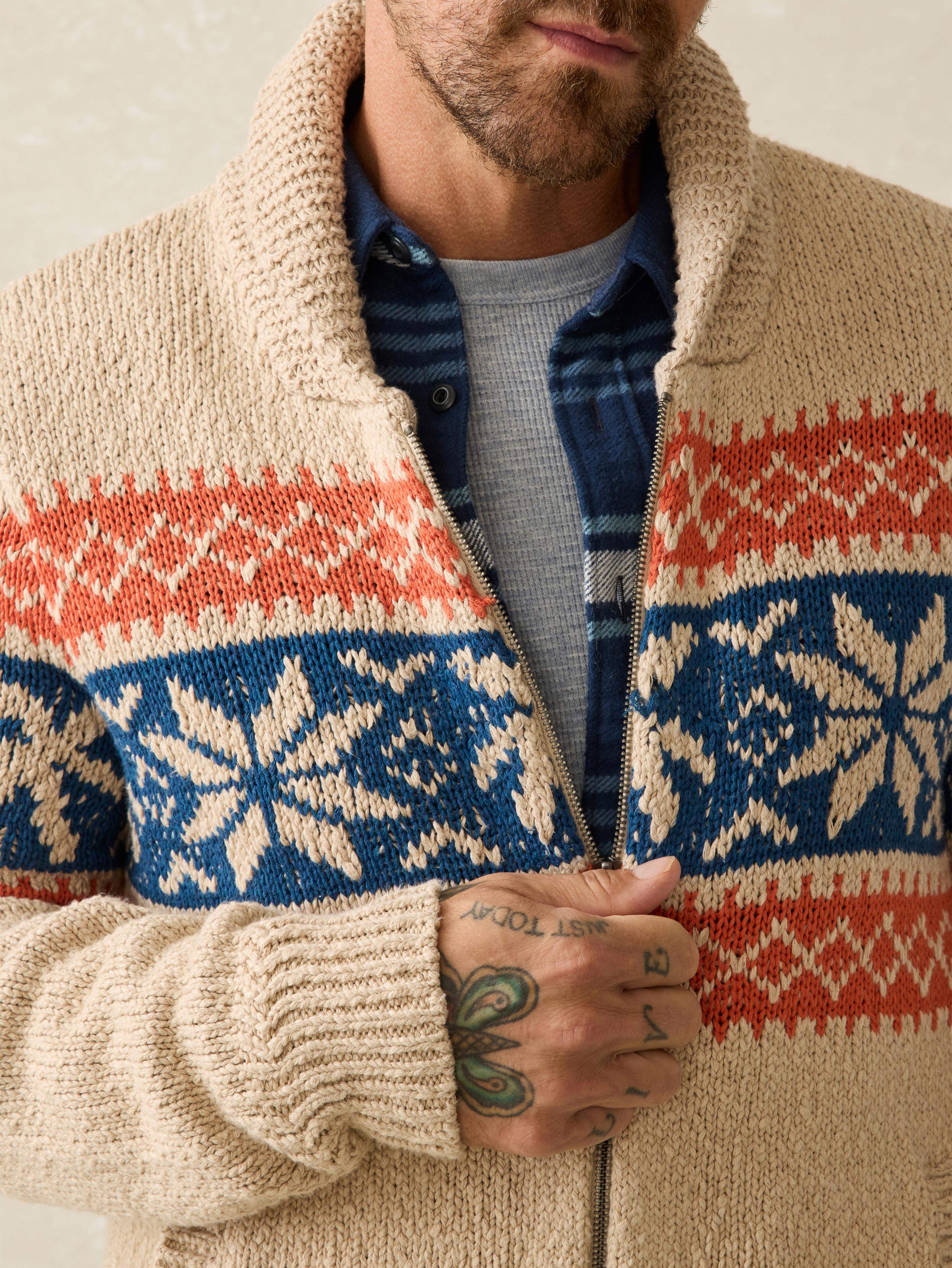 Surf To Snow Zip Cardigan - Pacific Wheat