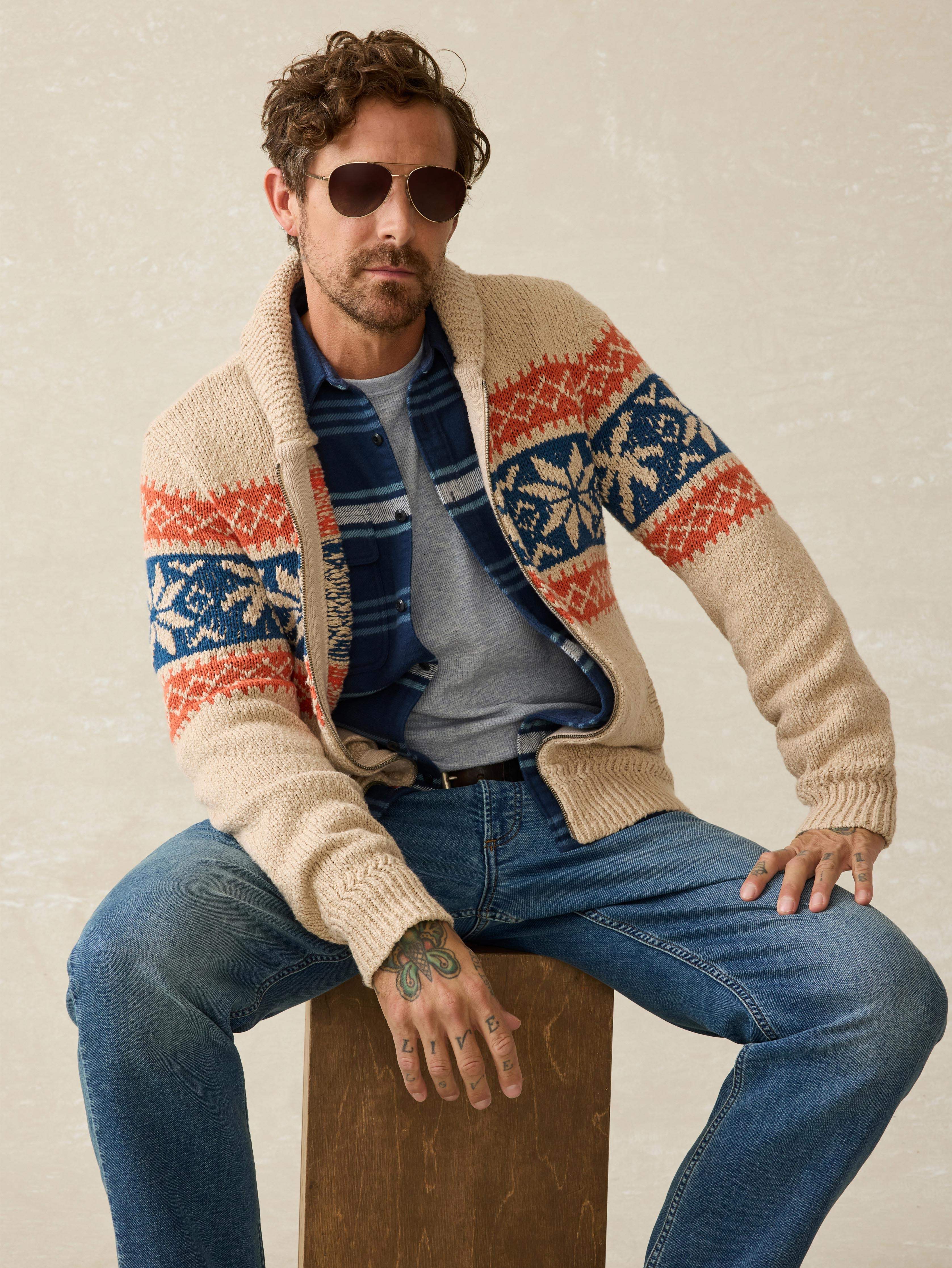 Surf To Snow Zip Cardigan - Pacific Wheat