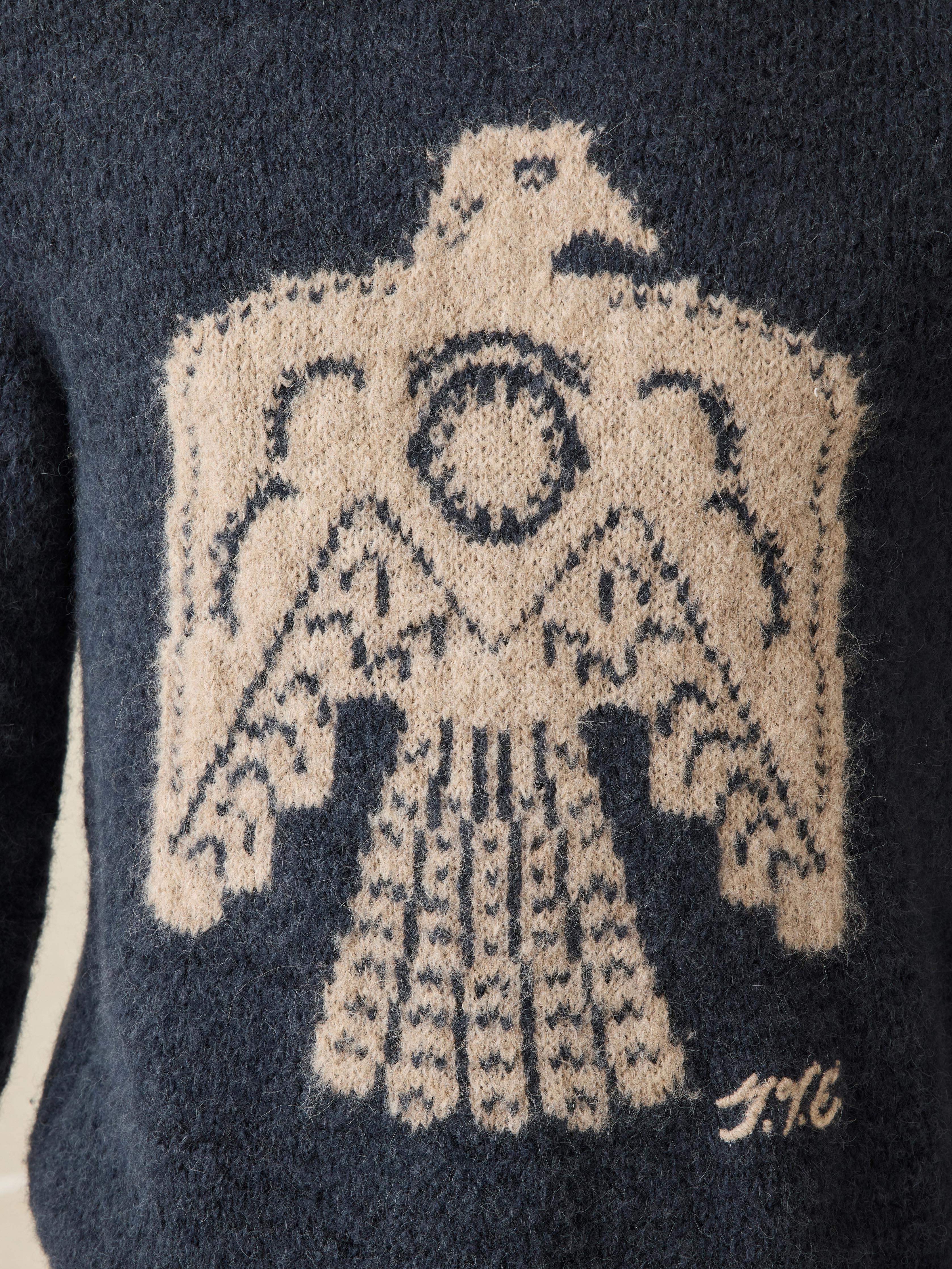 Thunder Voice Eagle Crewneck Sweater - Navy