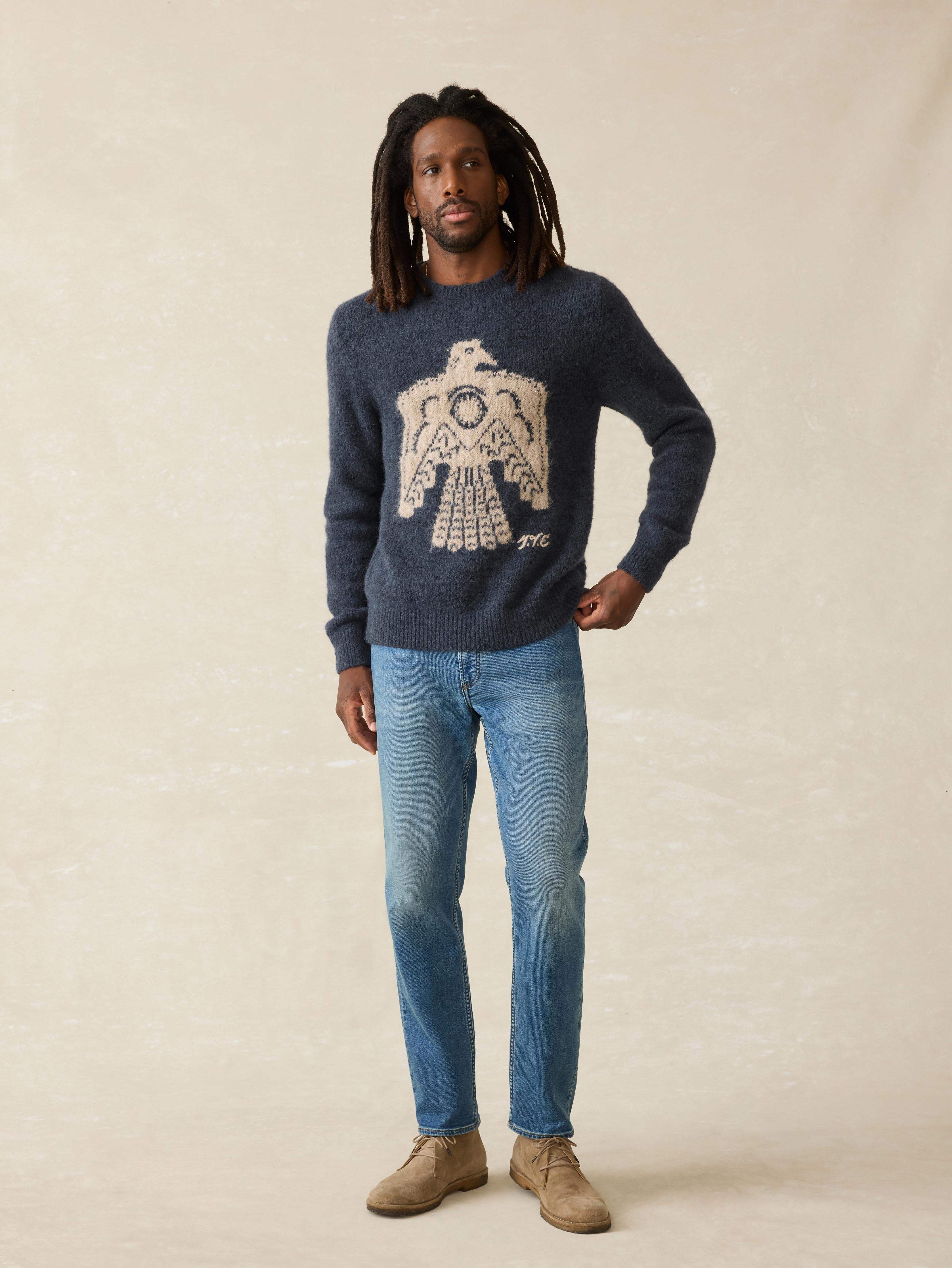 Thunder Voice Eagle Crewneck Sweater - Navy