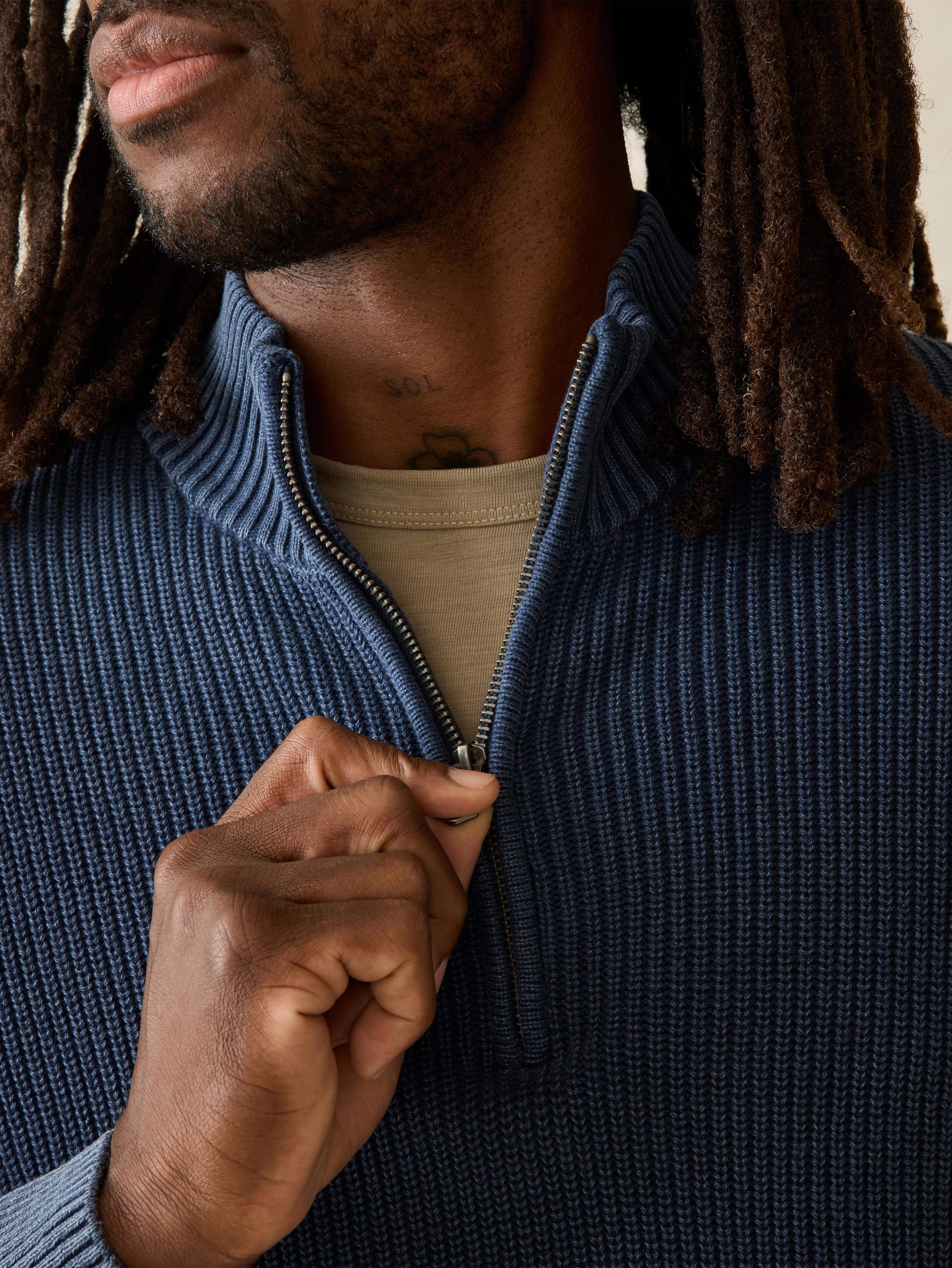 Sunwashed Quarter Zip Sweater - Blue Nights