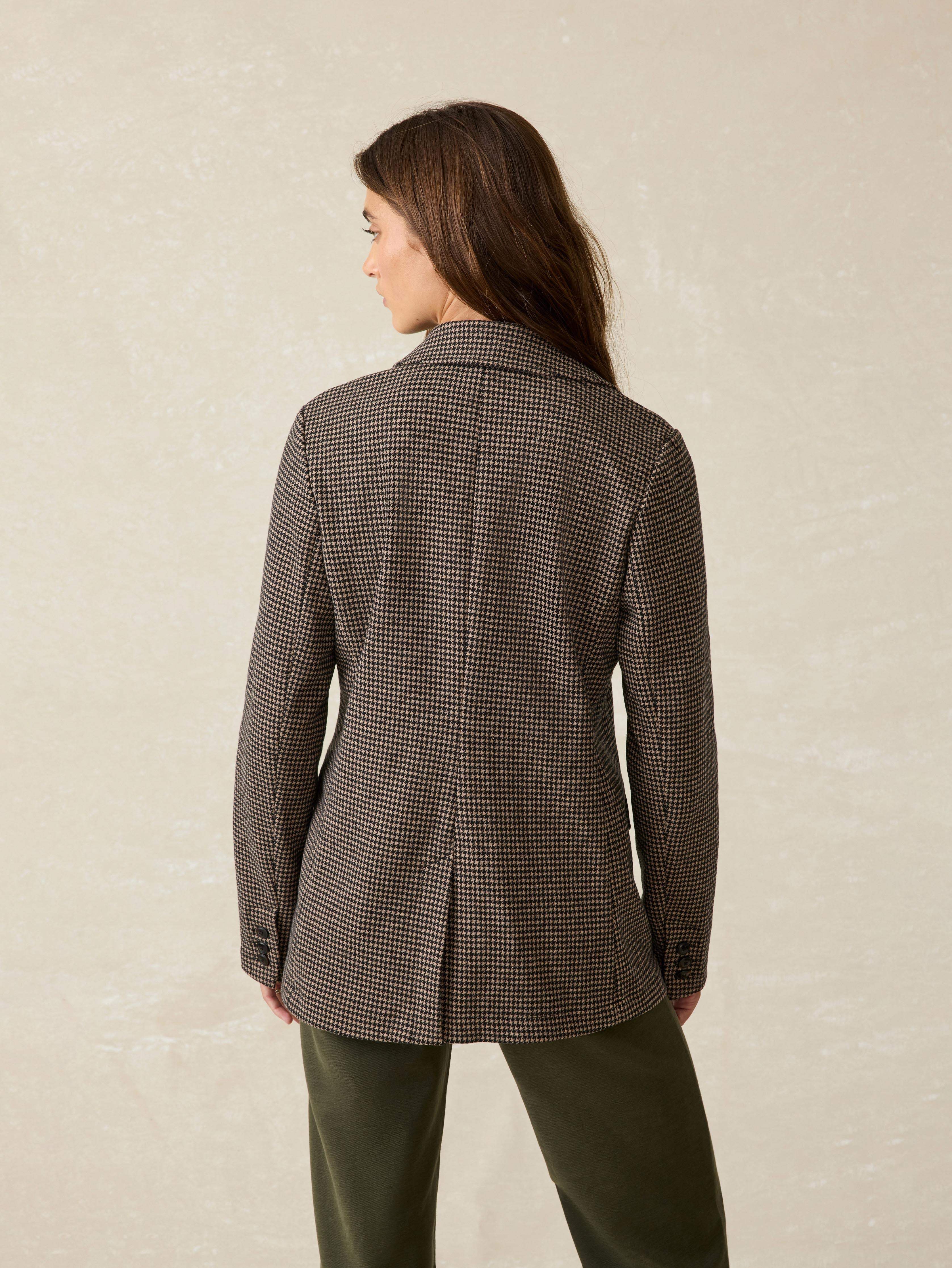 Inlet Knit Tweed Blazer - Mocha Mountain Houndstooth