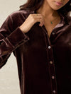 Stretch Silk Velvet Genevieve Shirt - Huckleberry