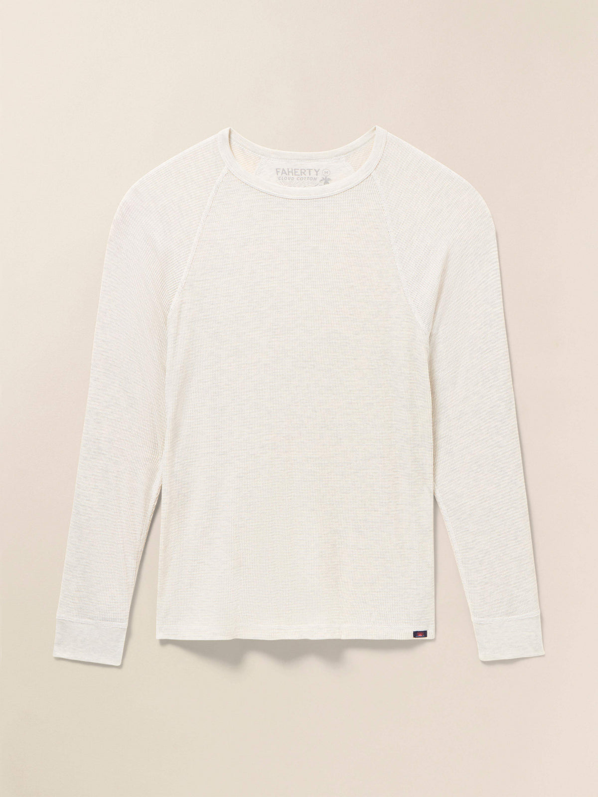 Long-Sleeve Cloud Waffle Crew - Ivory Heather - XS