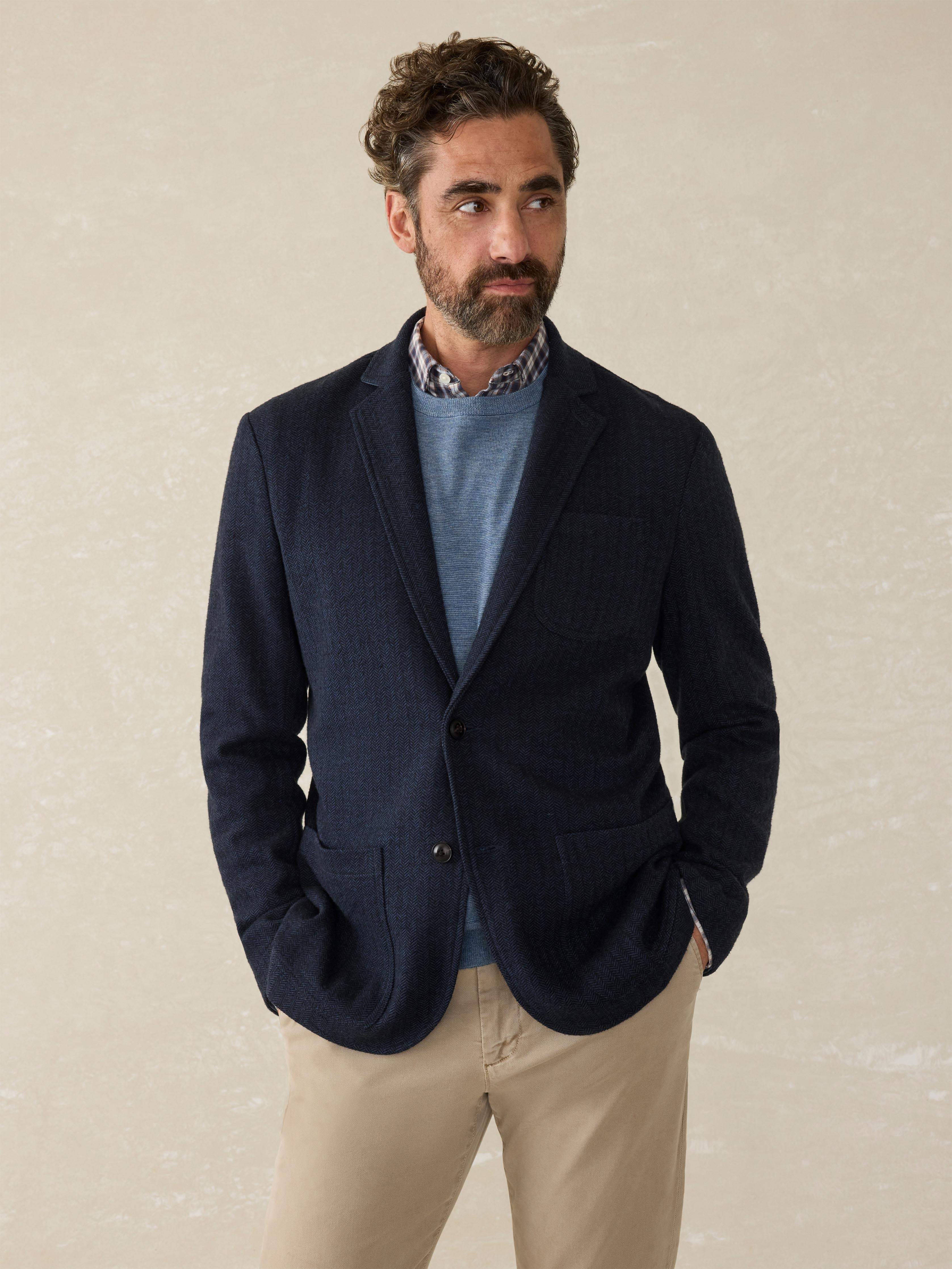 Mens navy herringbone blazer best sale