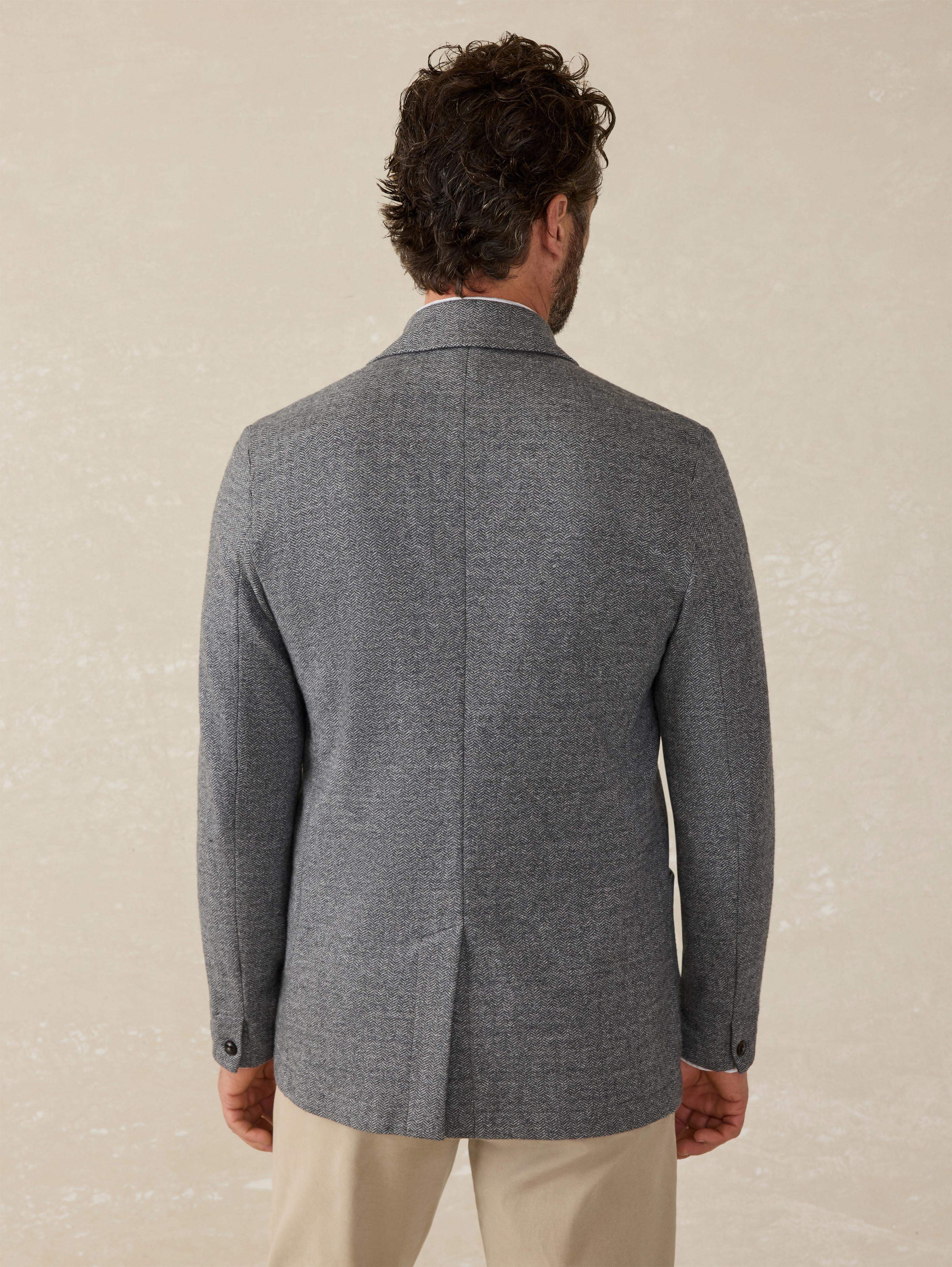 Inlet Knit Tweed Blazer - Steel Rock Herringbone