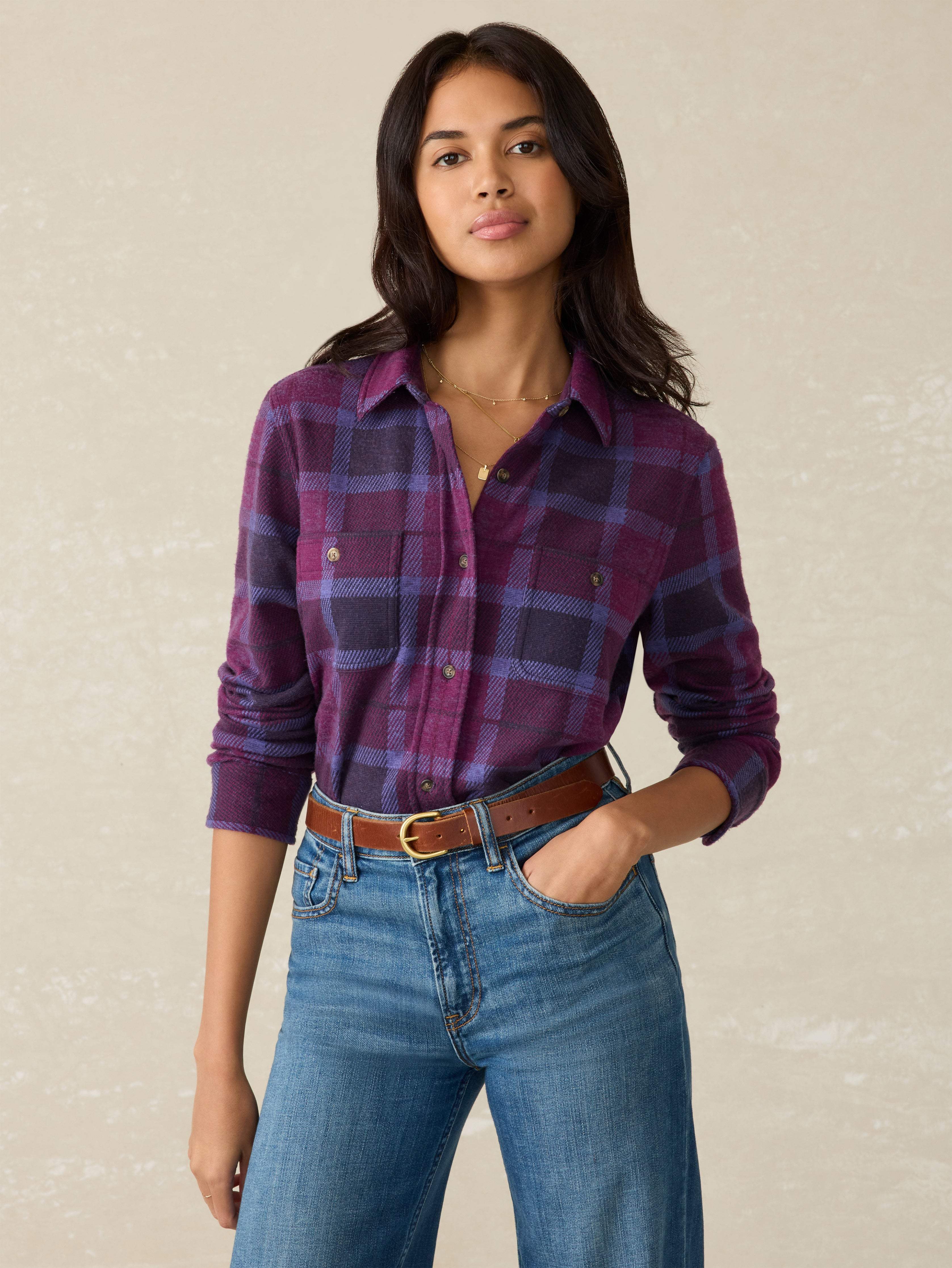 (取寄) ファリティ レディース レジェンド セーター シャツ Faherty women Legend Sweater Shirt Blue Ridge Plaid Faherty - Legend™ Sweater Shirt - Outer Limits Plaid – Spinout